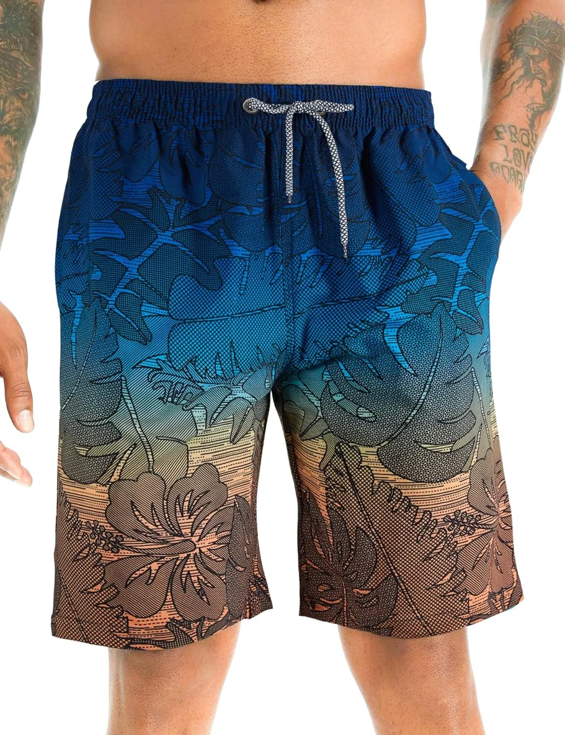APTRO Men's Swimming Trunks, Long Swimming Shorts, Quick-Drying Board Shorts, Leisure Shorts with Inner Briefs