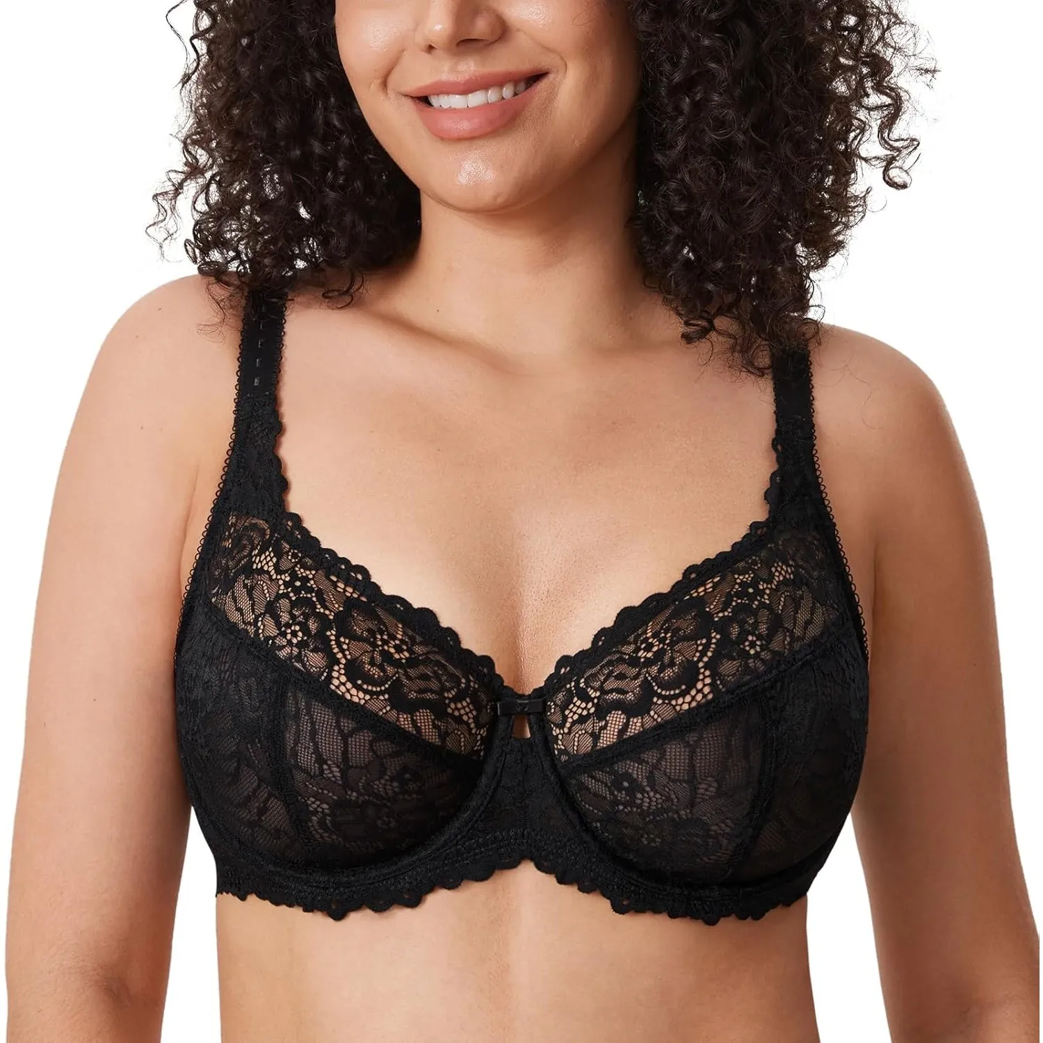 DELIMIRA Damen Minimizer Spitzen BH mit Bügel | Vollschalen, Große Größen, ohne Polster, Spitze