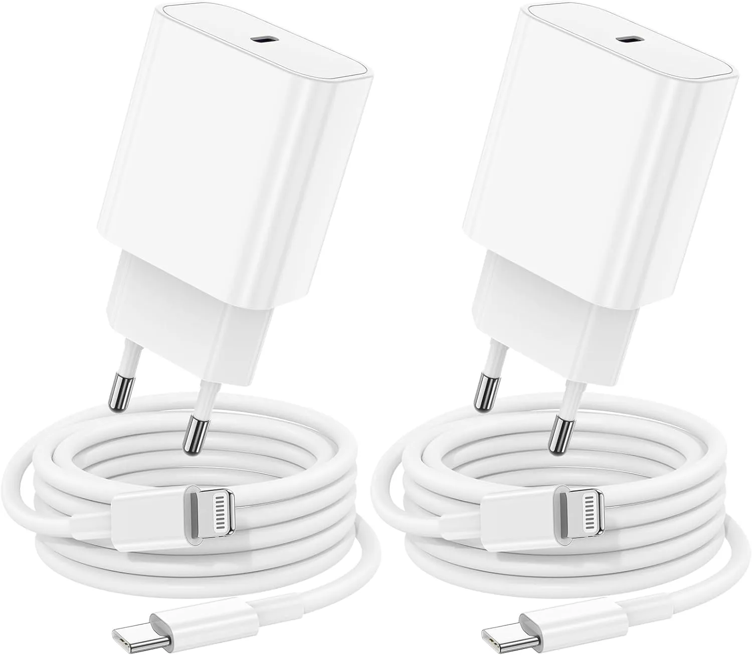 2Pack iPhone Schnellladegerät mit Ladekabel, iPhone Schnellladekebel 2m kable mit 20W USB C Ladegerät Adapter Stecker f…
