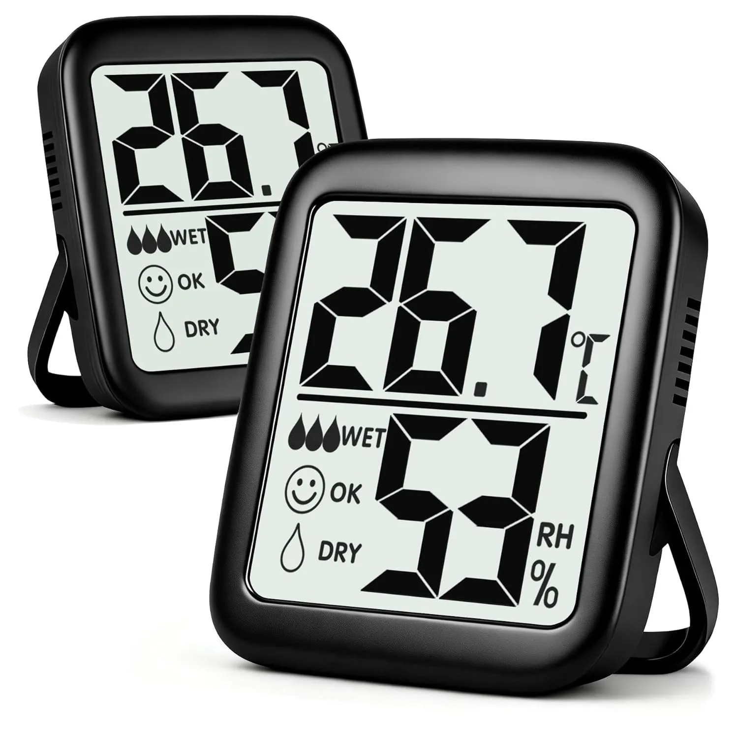 Antonki 2 Stück Thermo-Hygrometer Innen Digital Raumthermometer-Schwarz
