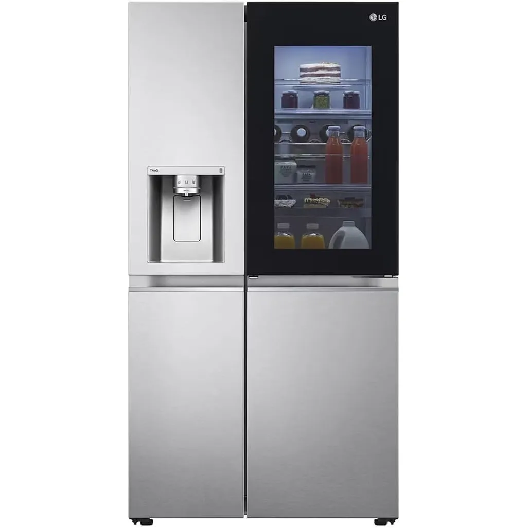 LG GSXV90BSDE, Klasse E, 635 L, Side by Side Kühlschrank, InstaView, Total NoFrost, DoorCooling+, LINEARCooling, UV Nan…