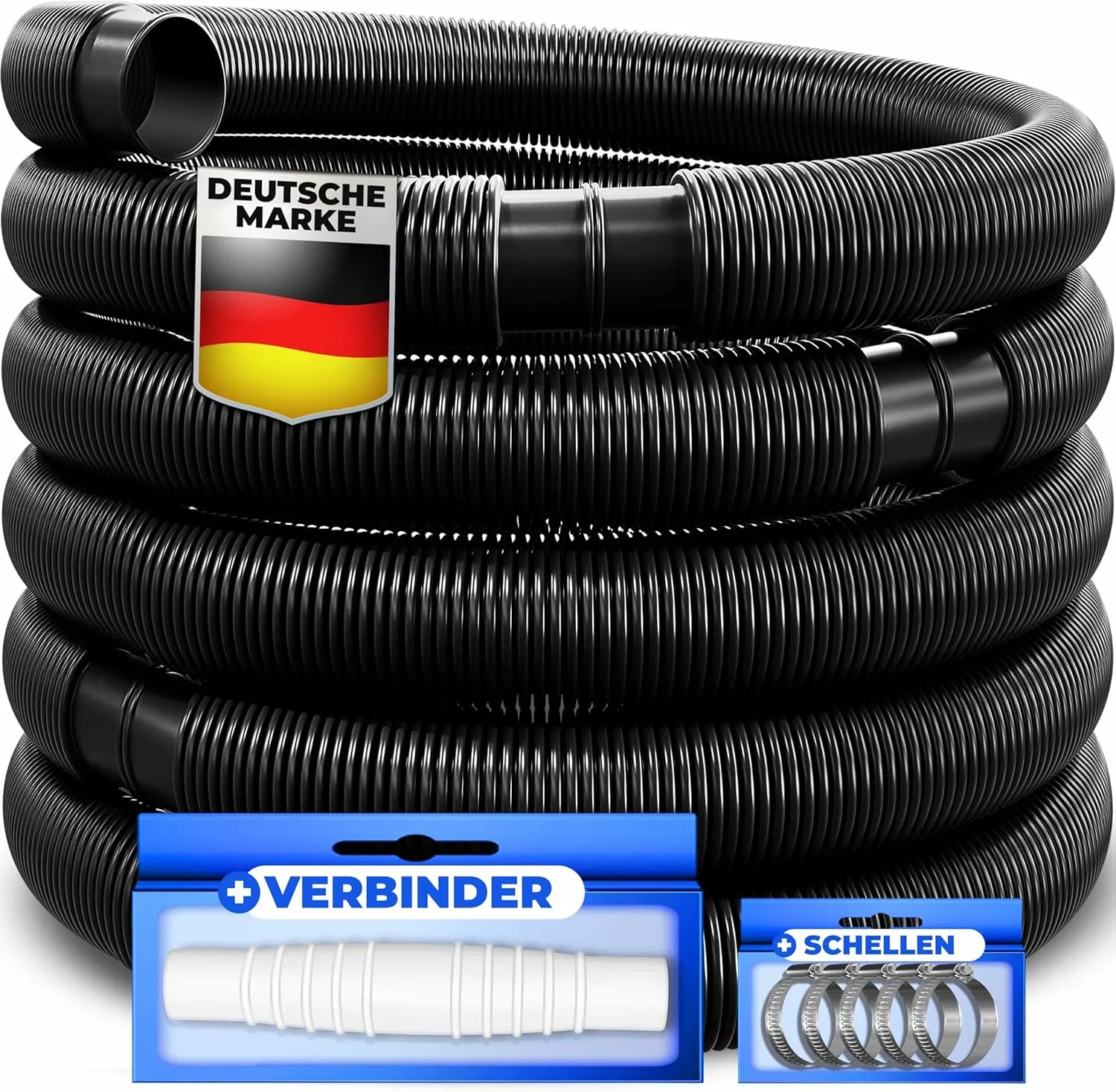 KESSER® Poolschlauch 6m / Ø 32mm | Schwimmbadschlauch mit Muffen | Solarschlauch für Pool | Saugschlauch | Pumpenschlau…