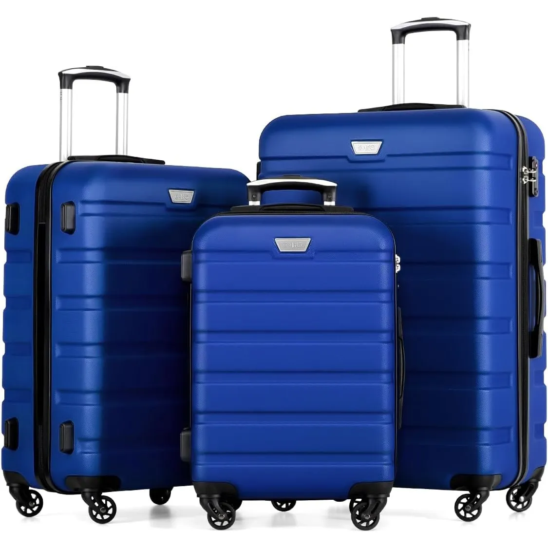 COOLIFE 3-Teiliges Kofferset für Familienreisen, M+L+XL, ABS+PC,Hartschale