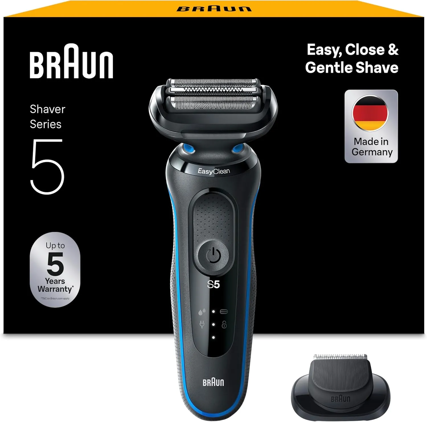 Braun Series 5 Rasierer Herren Elektrisch, Elektrorasierer mit 50 Min. Akku und EasyClean, Rasierapparat, Trockenrasier…