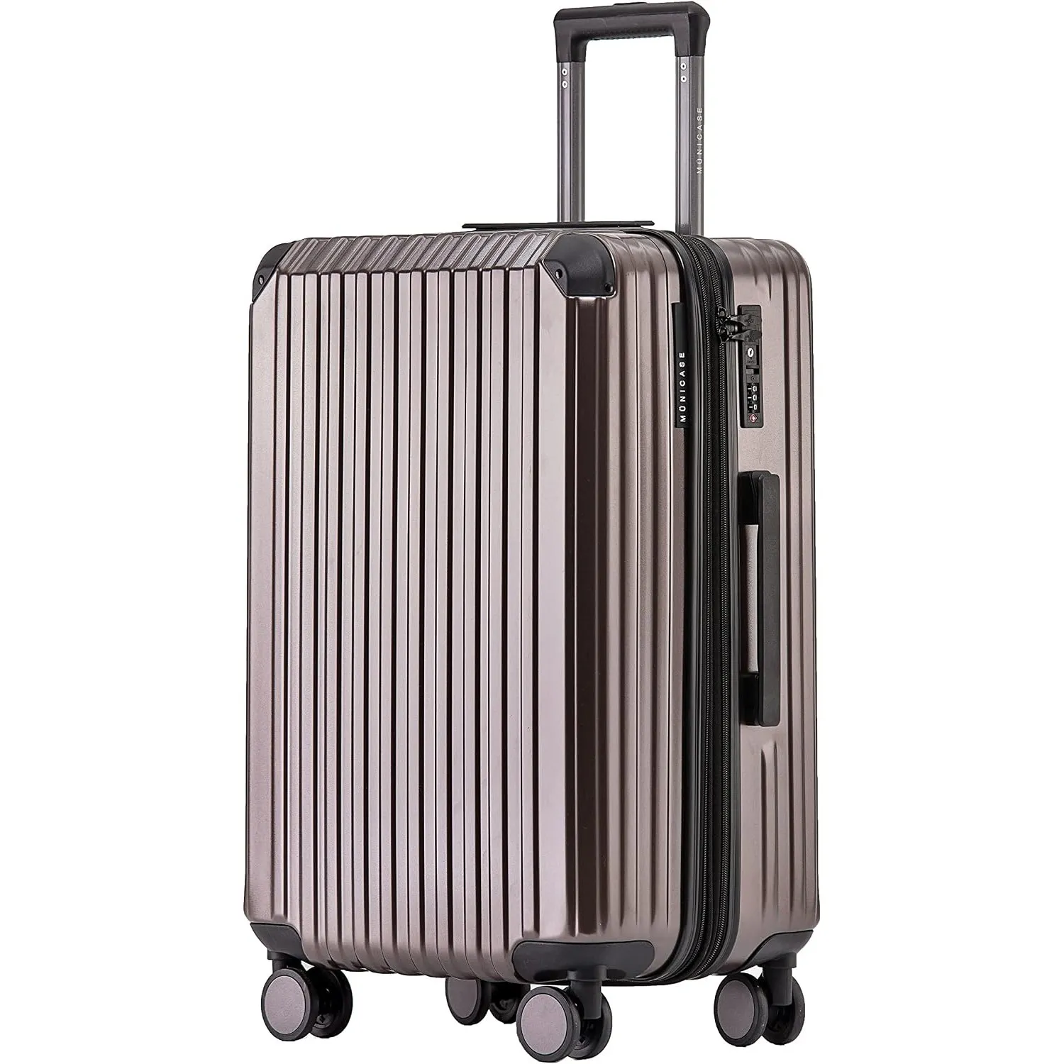Münicase M816 TSA-Schloss Koffer Reisekoffer Trolley Kofferset Hardschale Boardcase (Coffee, Mittler Koffer)