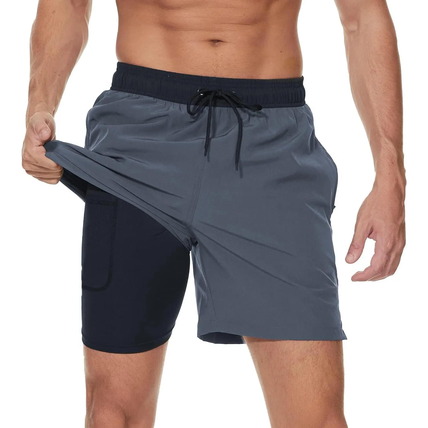 Arcweg Badehose für Herren mit Kompression Liner 2 in 1 Atmungsaktiv Badeshorts Männer Elastisch Trainingsshorts Verste…