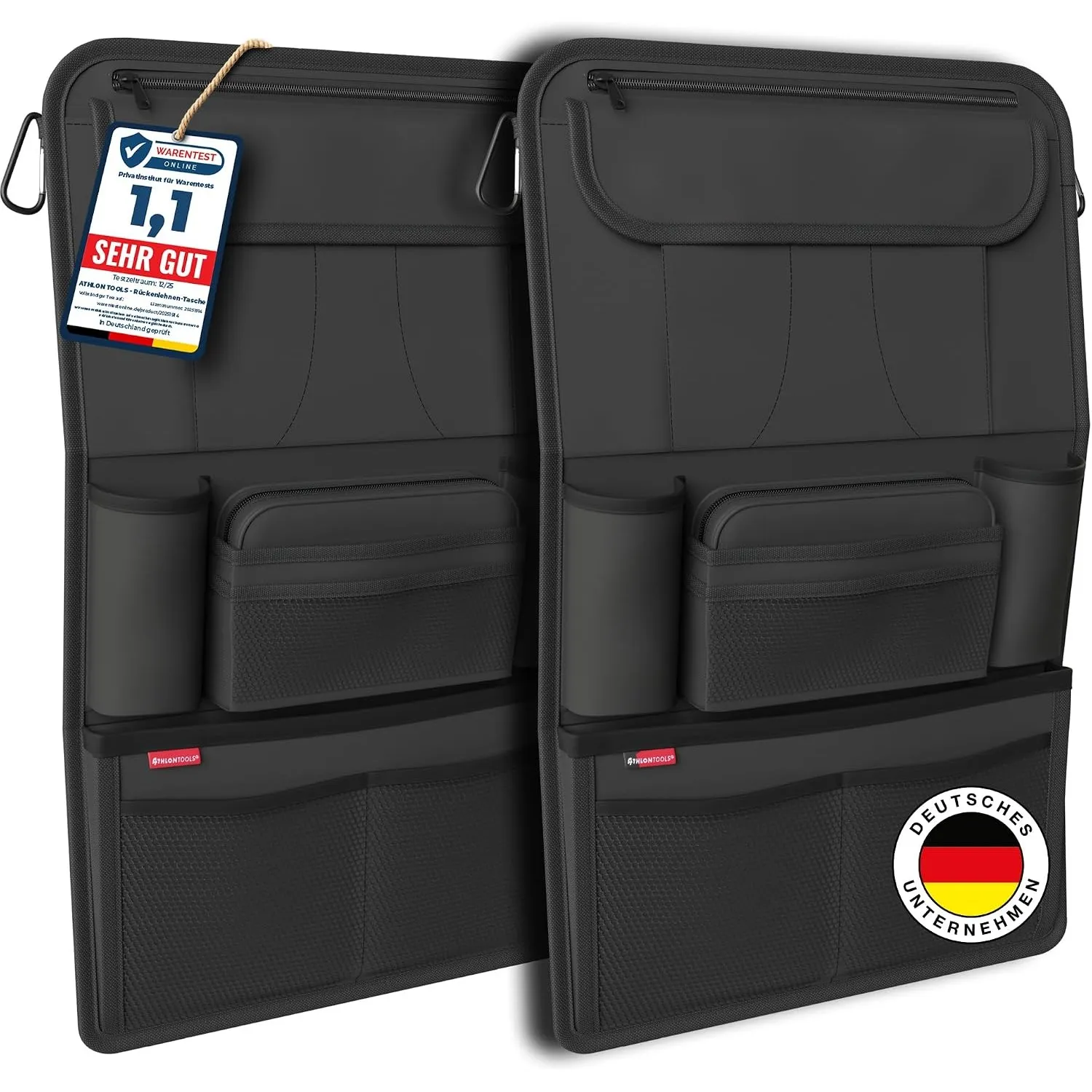 ATHLON TOOLS 2x Autositz-Organizer mit integrierter Tablet-Halter