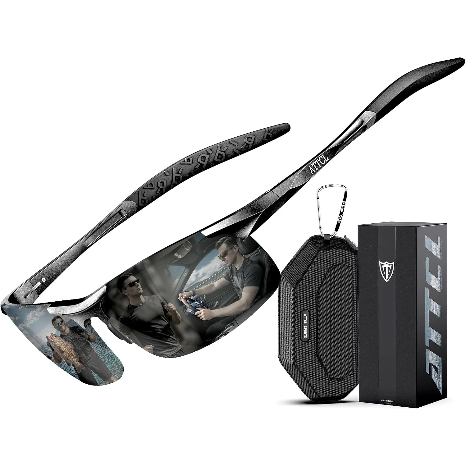 ATTCL Sonnenbrille Herren Polarisiert Sports UV400 Leicht Wrap-Around AL-MG