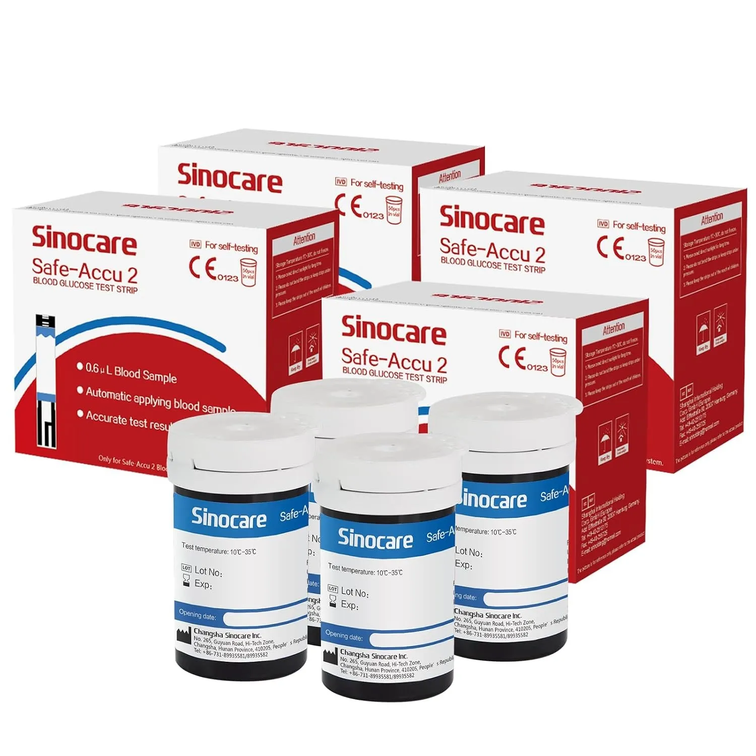 Sinocare Safe Accu2 Teststreifen Blutzucker Set 200