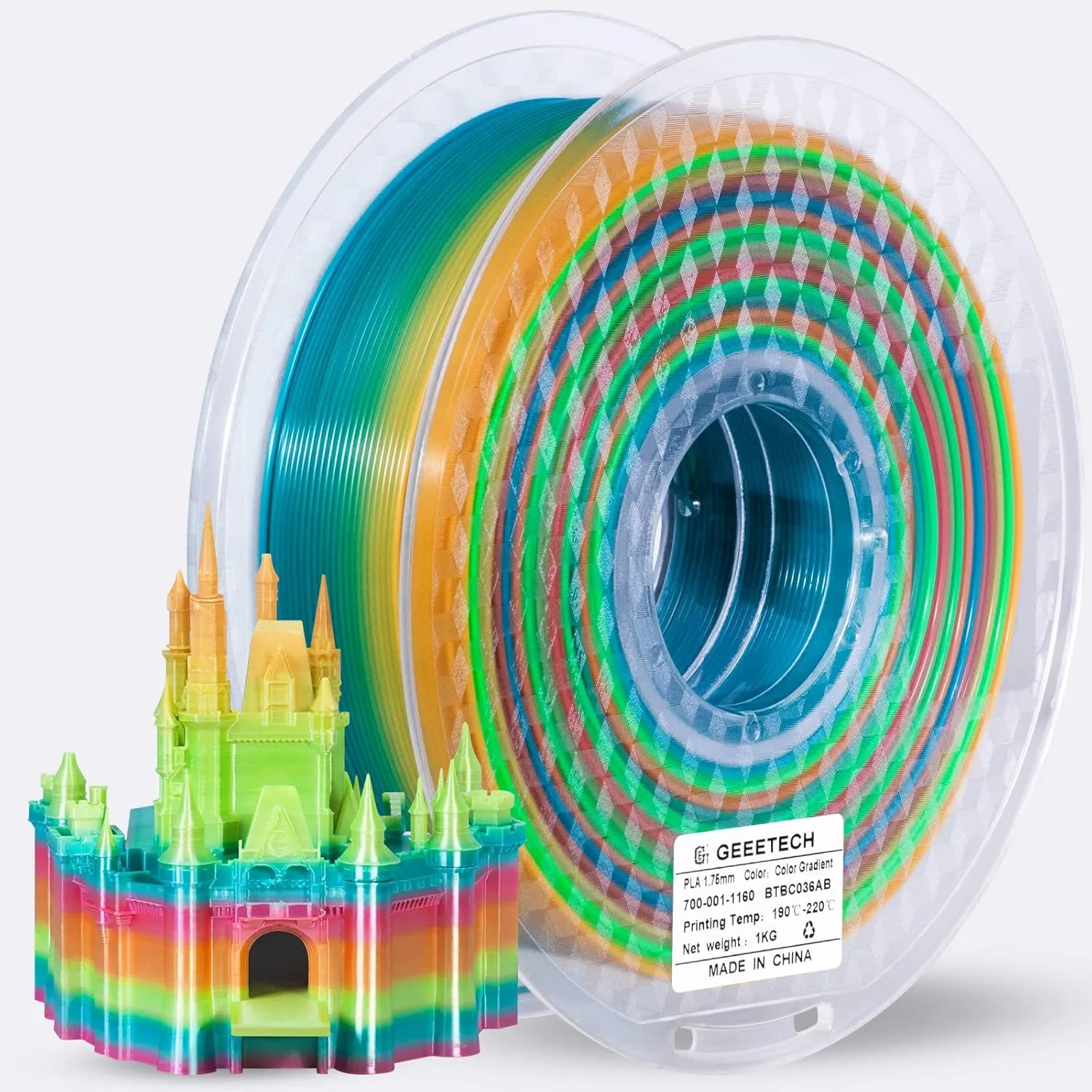 Geeetech PLA Gradient Colour Filament, 1.75mm 3D-Drucker PLA Filament,Spule,1KG