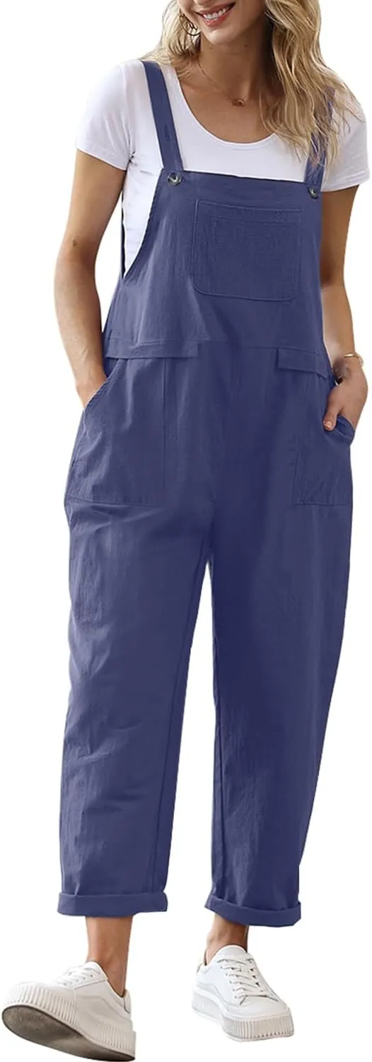YESNO PV9DE Women's Summer Oversize Bib Trousers, Casual Loose Bib Overalls, Baggy Jumpsuit Romper, Summer Trousers wit…