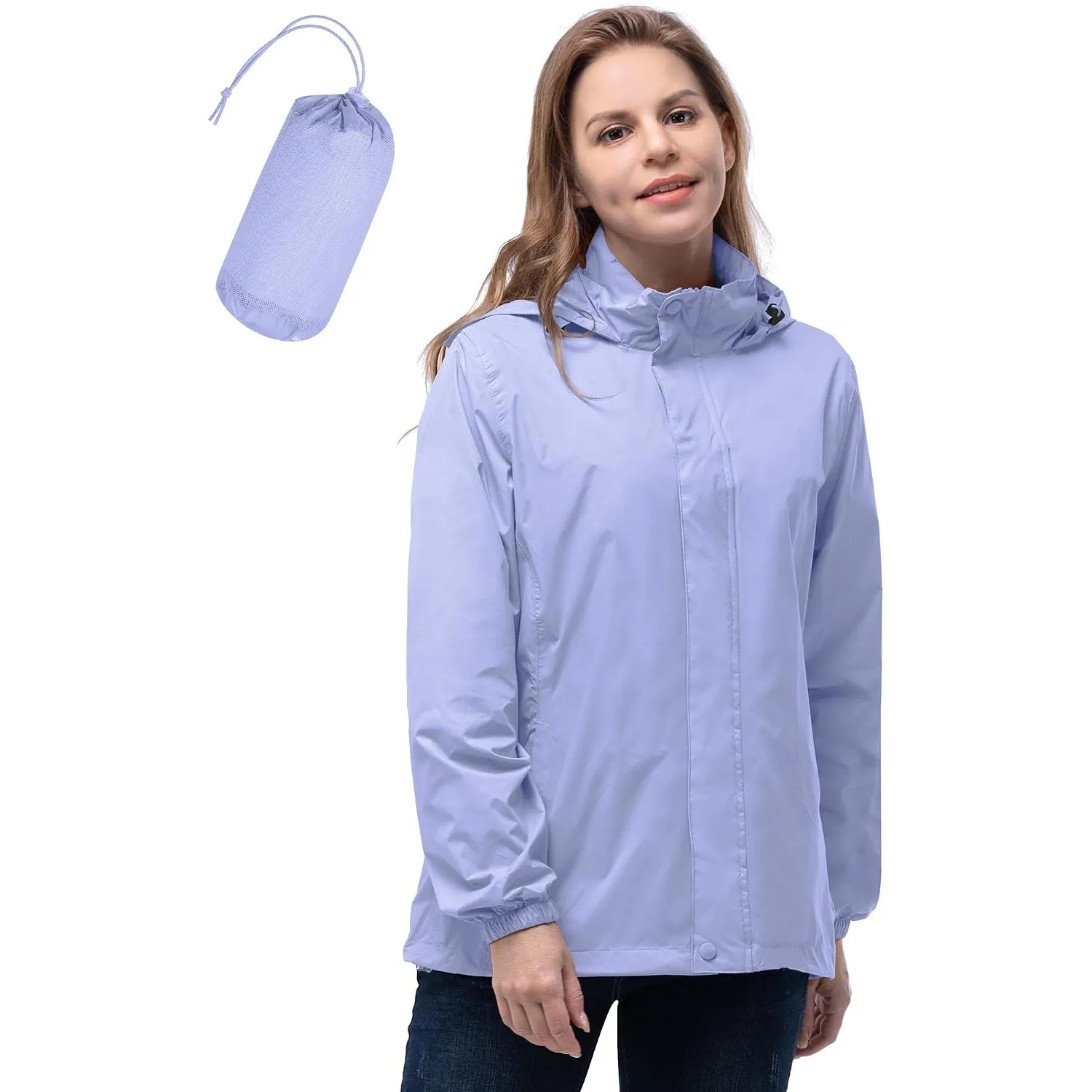 33,000ft Damen Wasserdichte Faltbar Regenjacke Atmungsaktive Windbreaker
