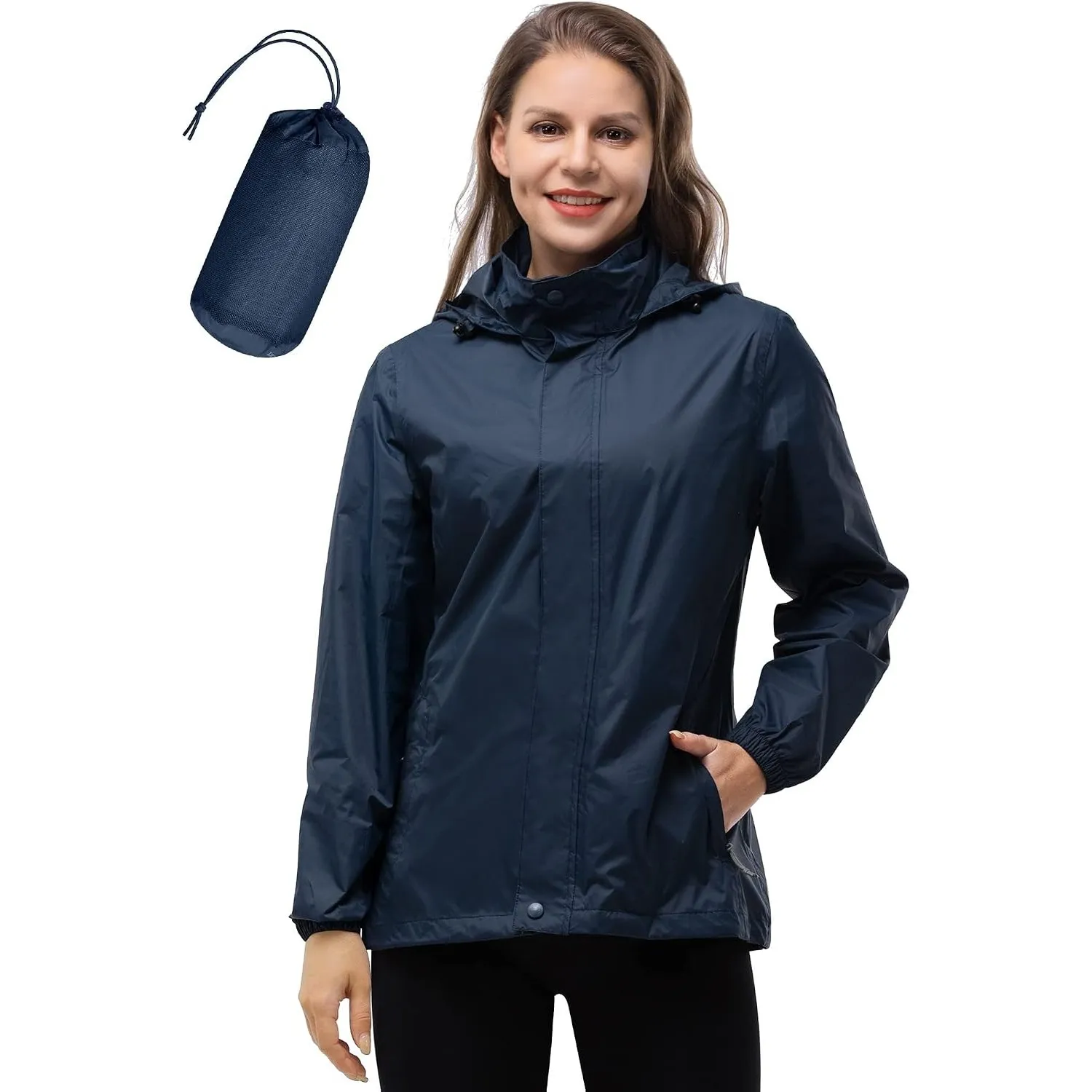 33,000ft Damen Wasserdichte Faltbar Regenjacke Atmungsaktive Windbreaker