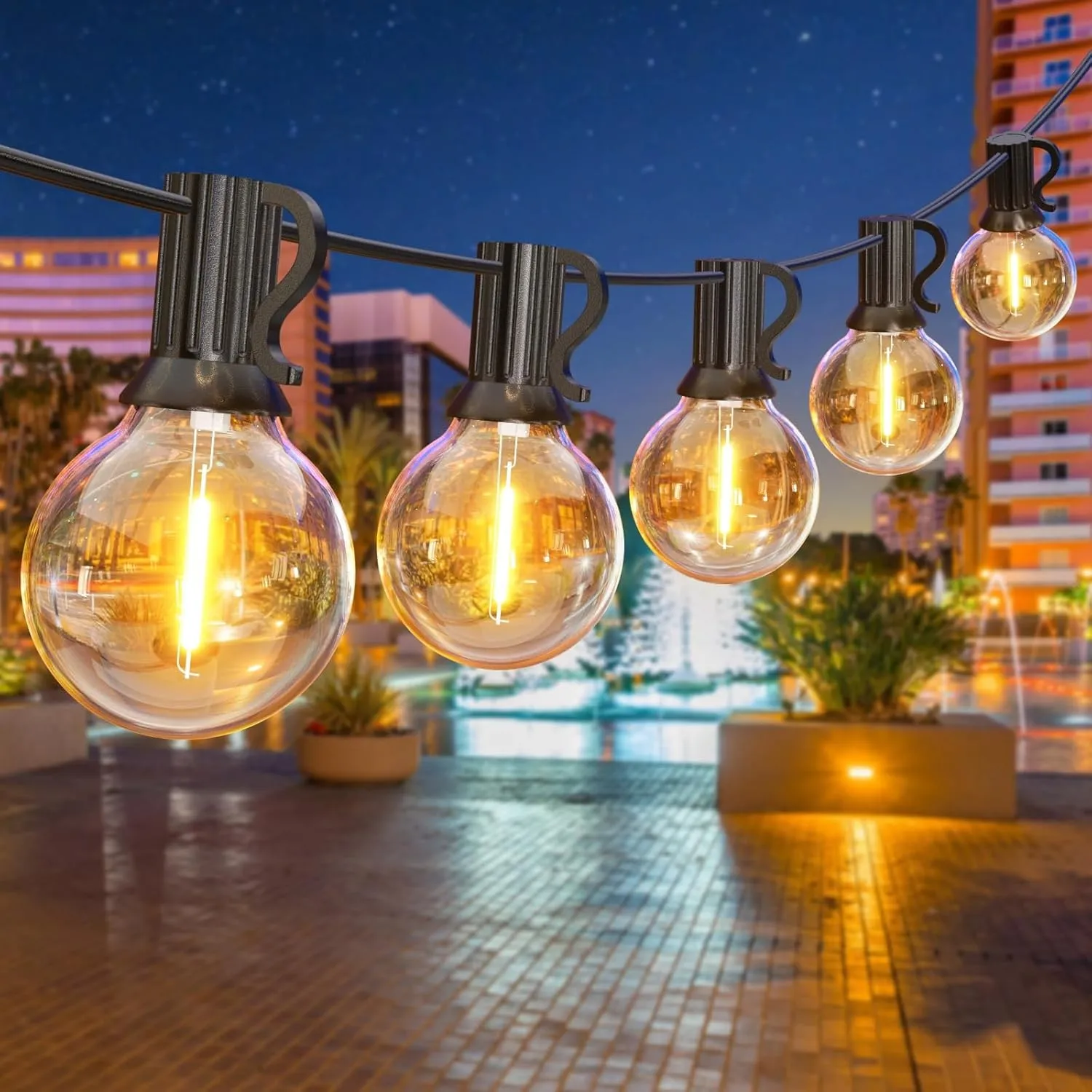 Lichterkette Outdoor Außen LED Strom, GPATIO 18M Lichterketten mit 31 Bulbs