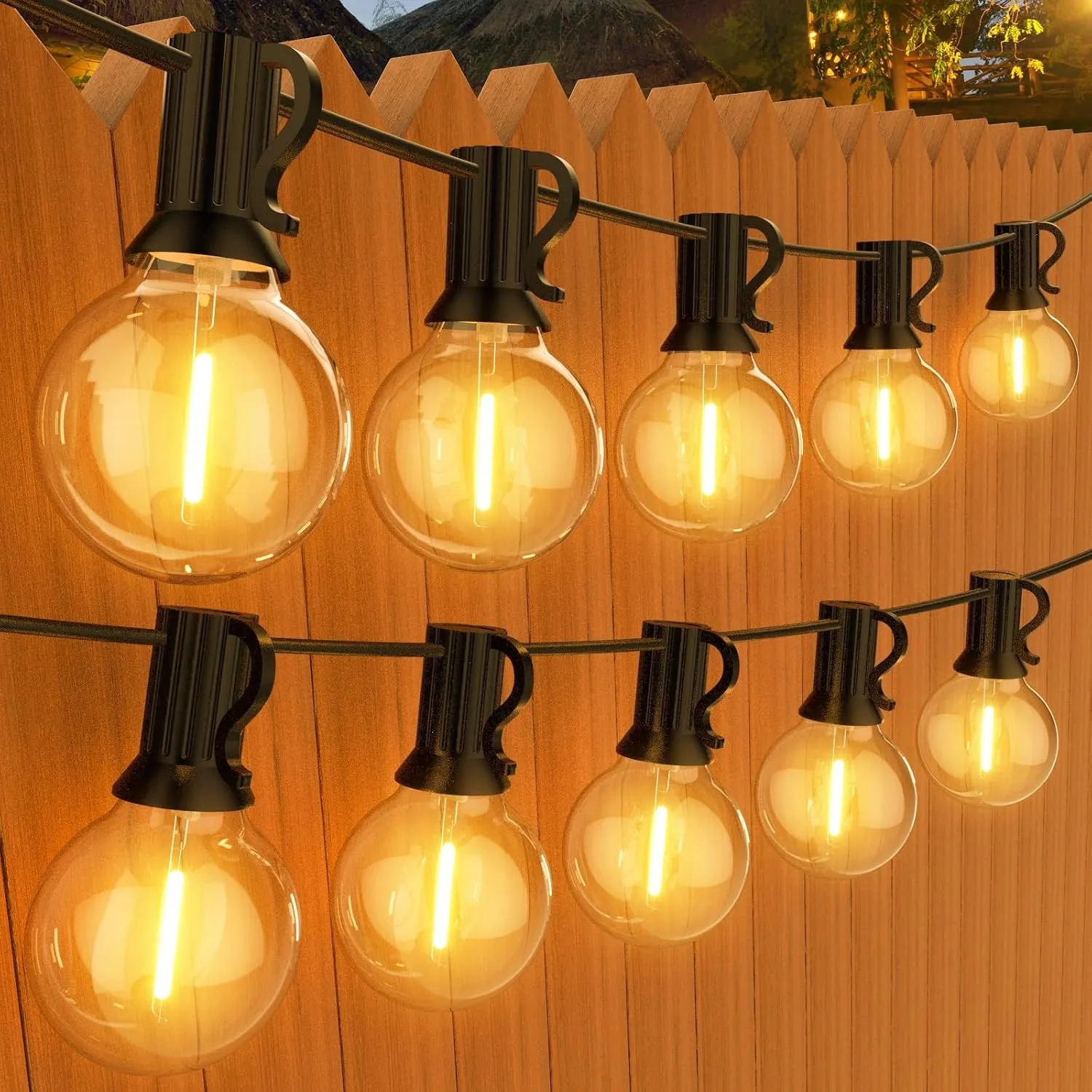 GPATIO LED Lichterkette Außen, 45M Lichterkette außen strom mit 75+2 Stk. Warmweiße G40 Glühbirnen Plastik, IP45 Wasser…
