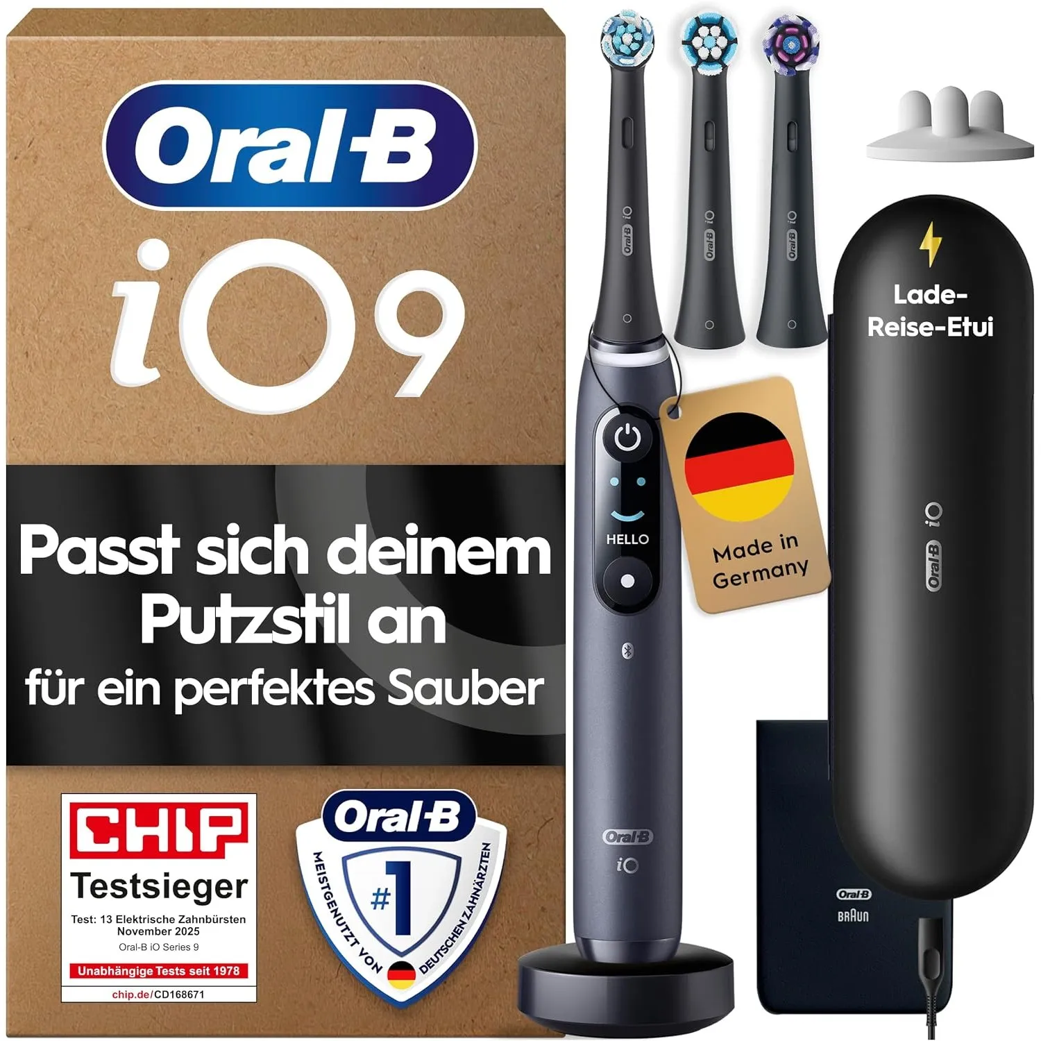 Oral-B iO Series 9 Elektrische Zahnbürste, Schwarz
