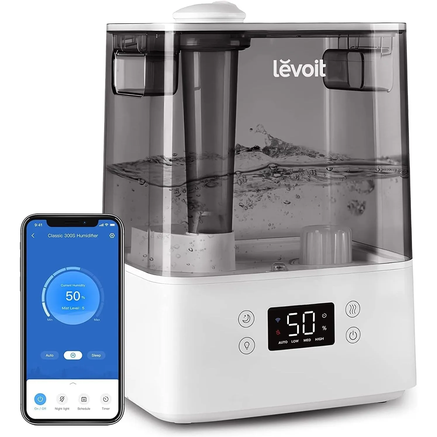 Levoit Smart Luftbefeuchter für große Räume, Top-Fill Humidifier, mit APP & Alexa Steuerung, bis 47m², leise Raumbefeuc…