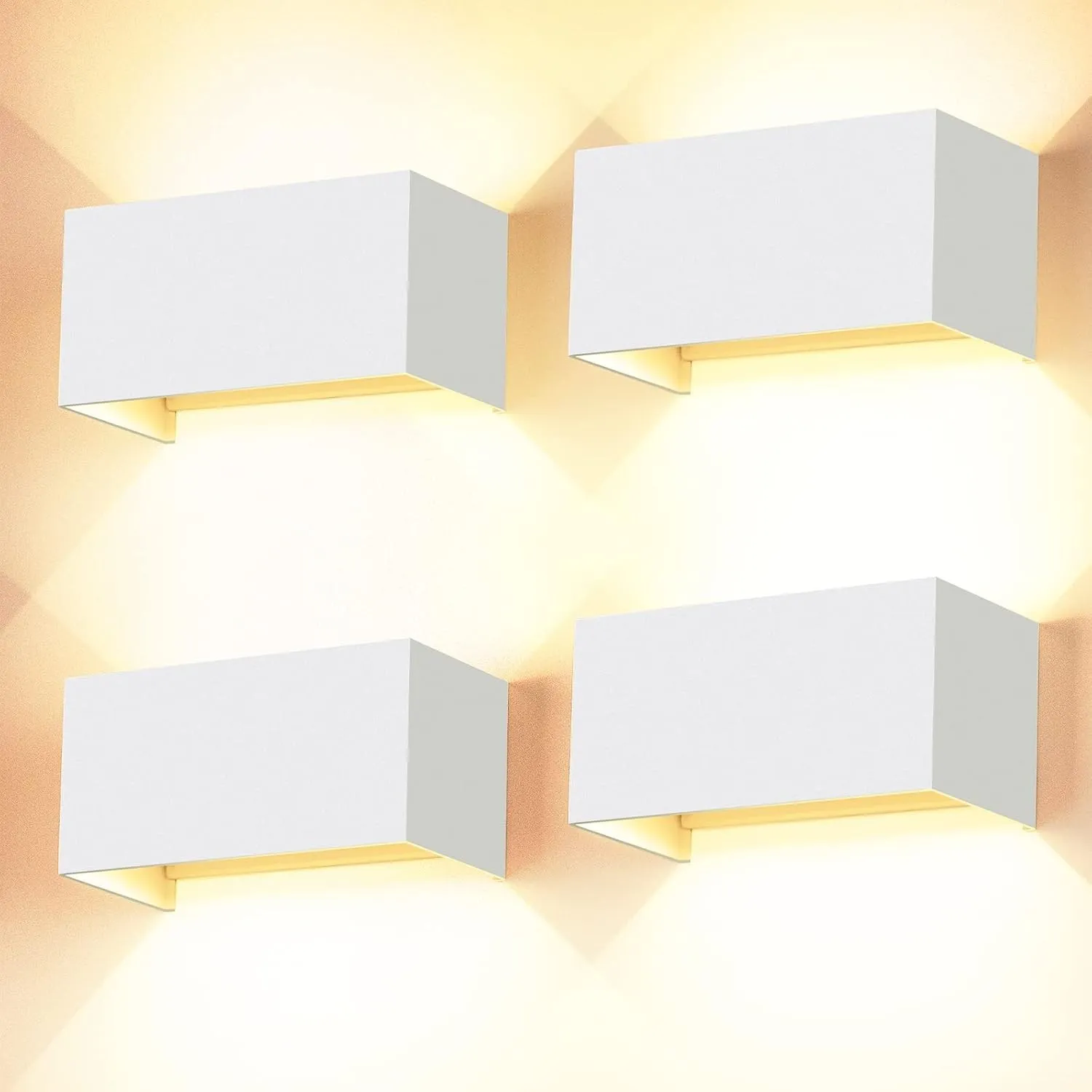 24W LED Wandleuchten Innen/Außen Weiß,IP65, 4 Stück