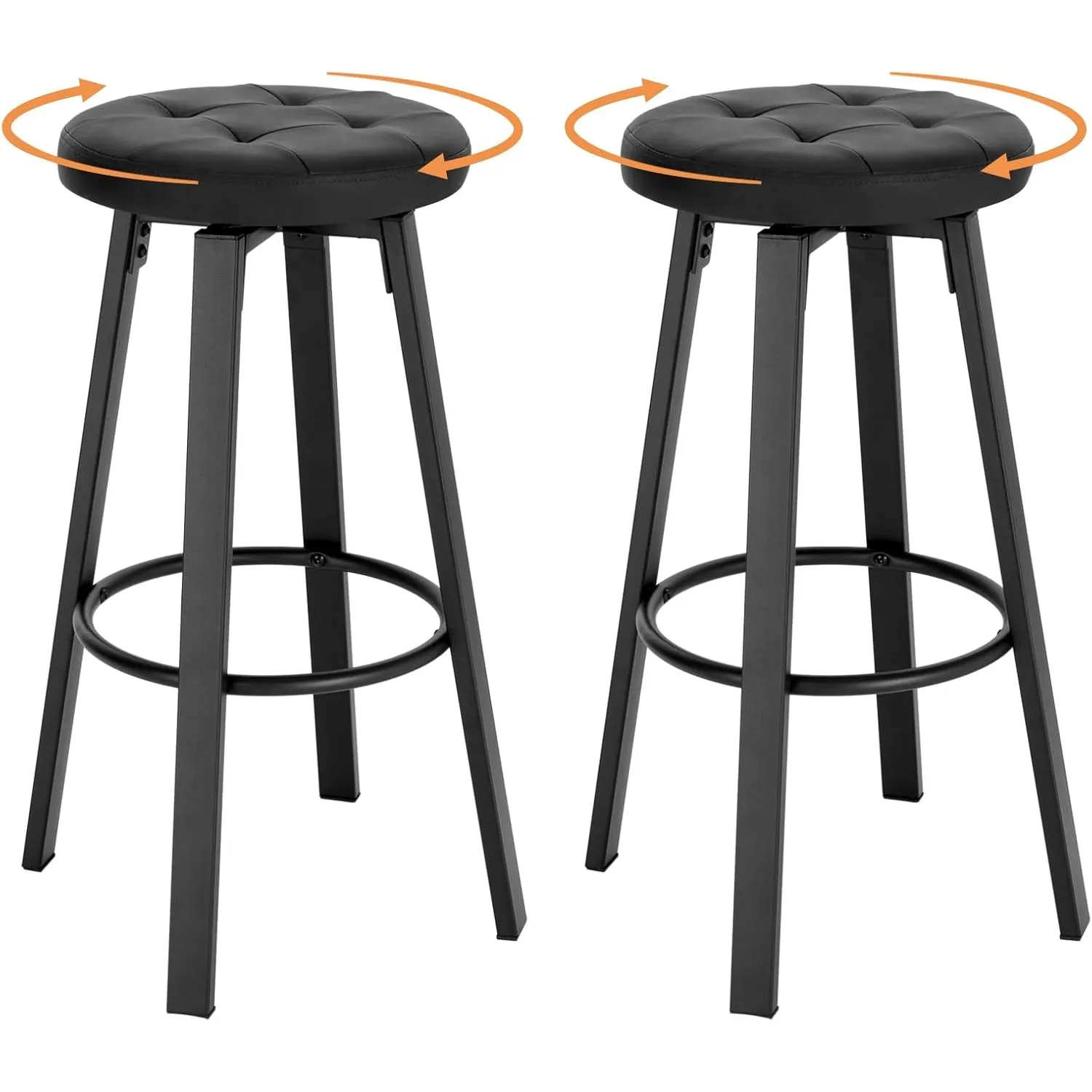 WOLTU Barhocker 2er Set, mit drehbarem Sitz Φ 35,5 cm, Kunstleder-Bezug, Anthrazit