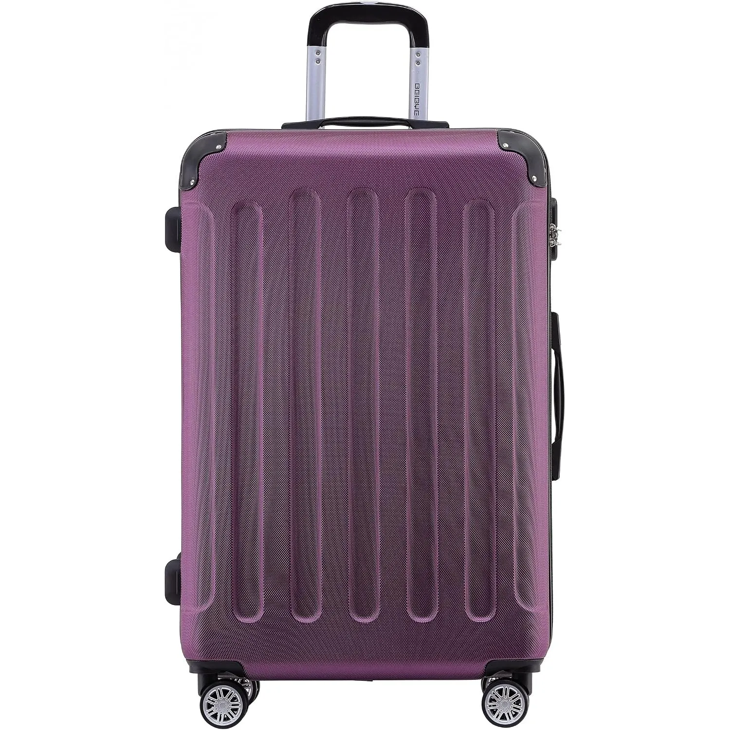 BEIBYE- Hartschalenkoffer Koffer Trolley Rollkoffer Reisekoffer Zahlenschloß 4 Zwilings-Rollen (Violet, Middle-66cm)