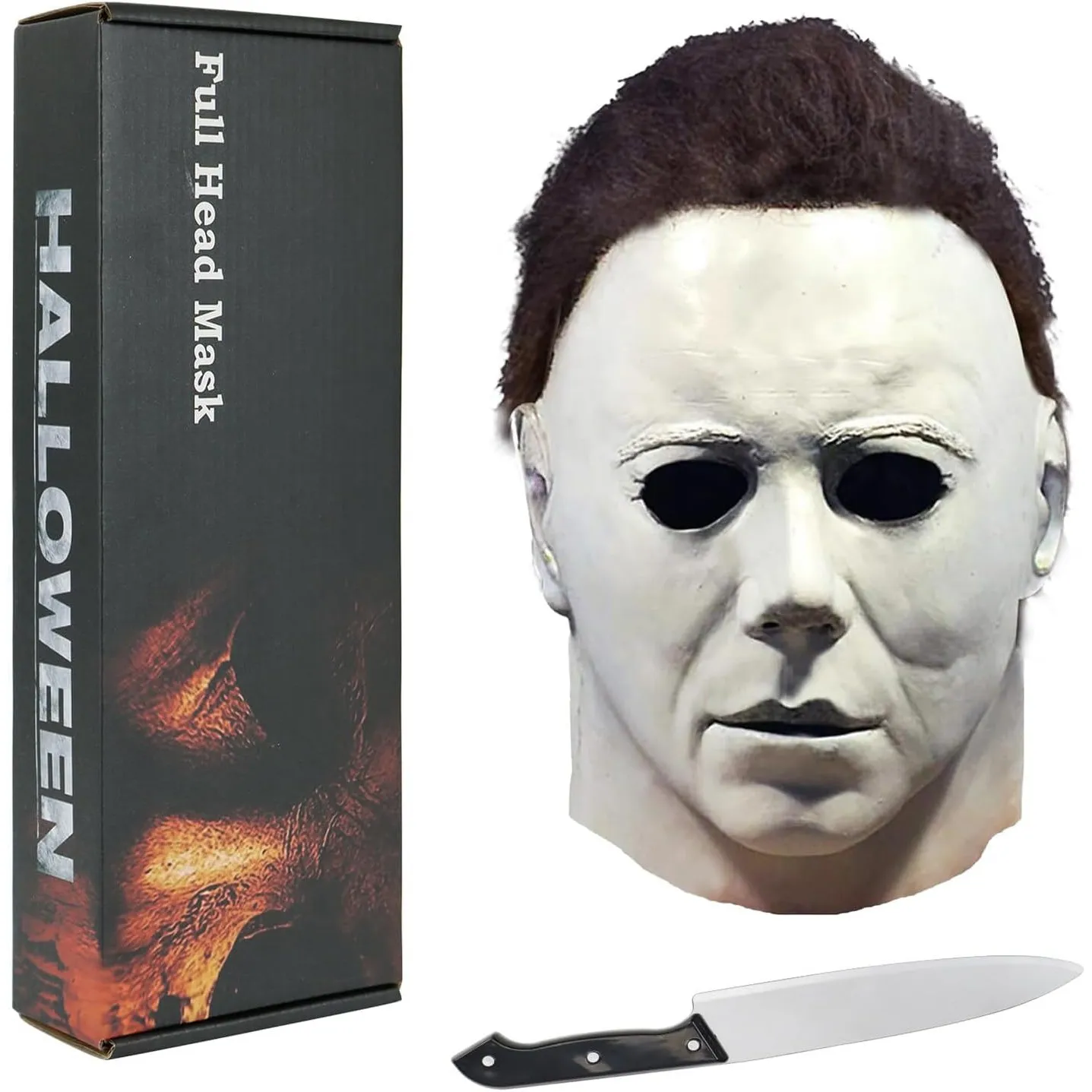 Xambop Michael Myers Maske Ganzer Kopf Horror Schwarz Latex Maske Kostüm Requisiten