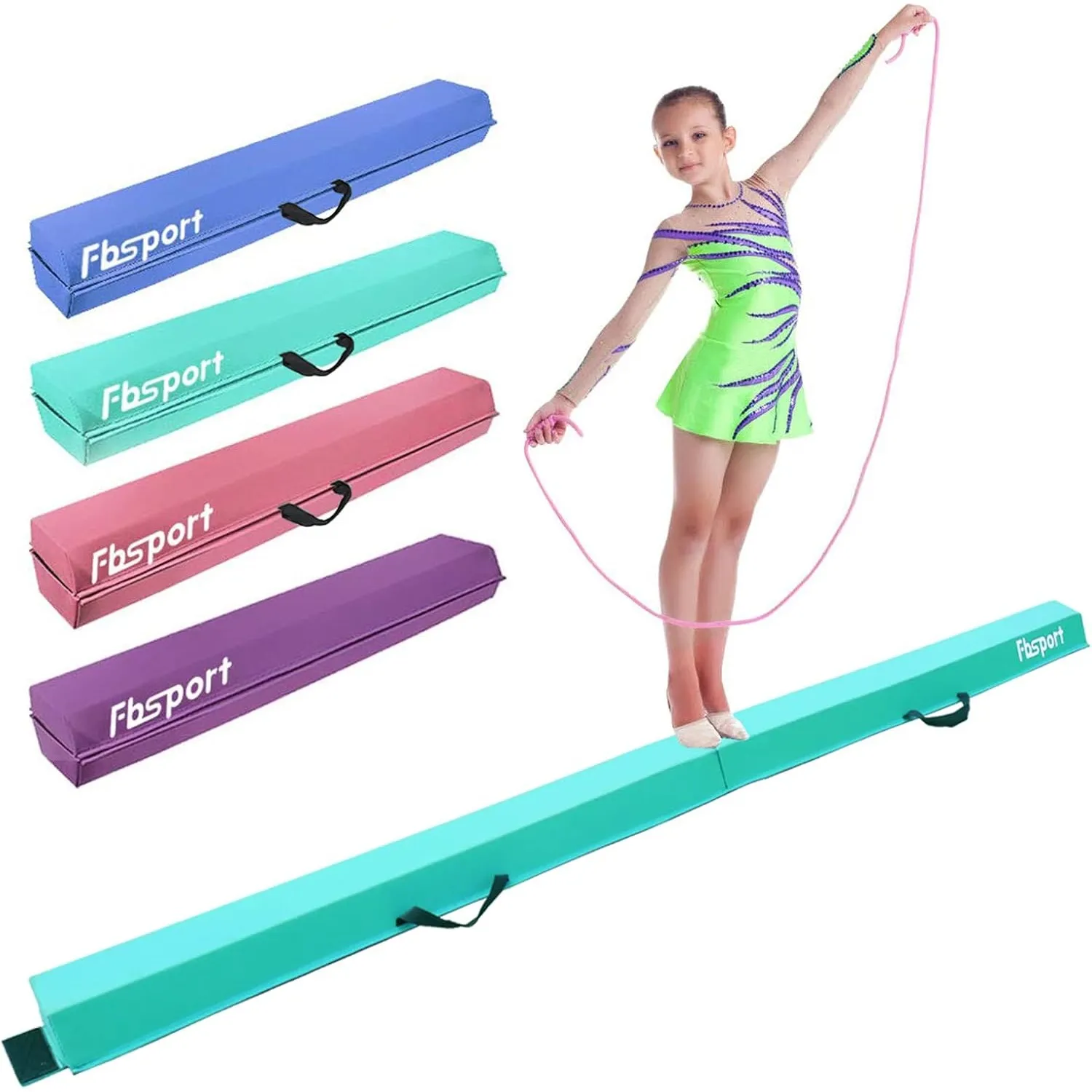FBSPORT Schwebebalken Kinder 180/210/240/270/300cm Faltbarer für Zuhause
