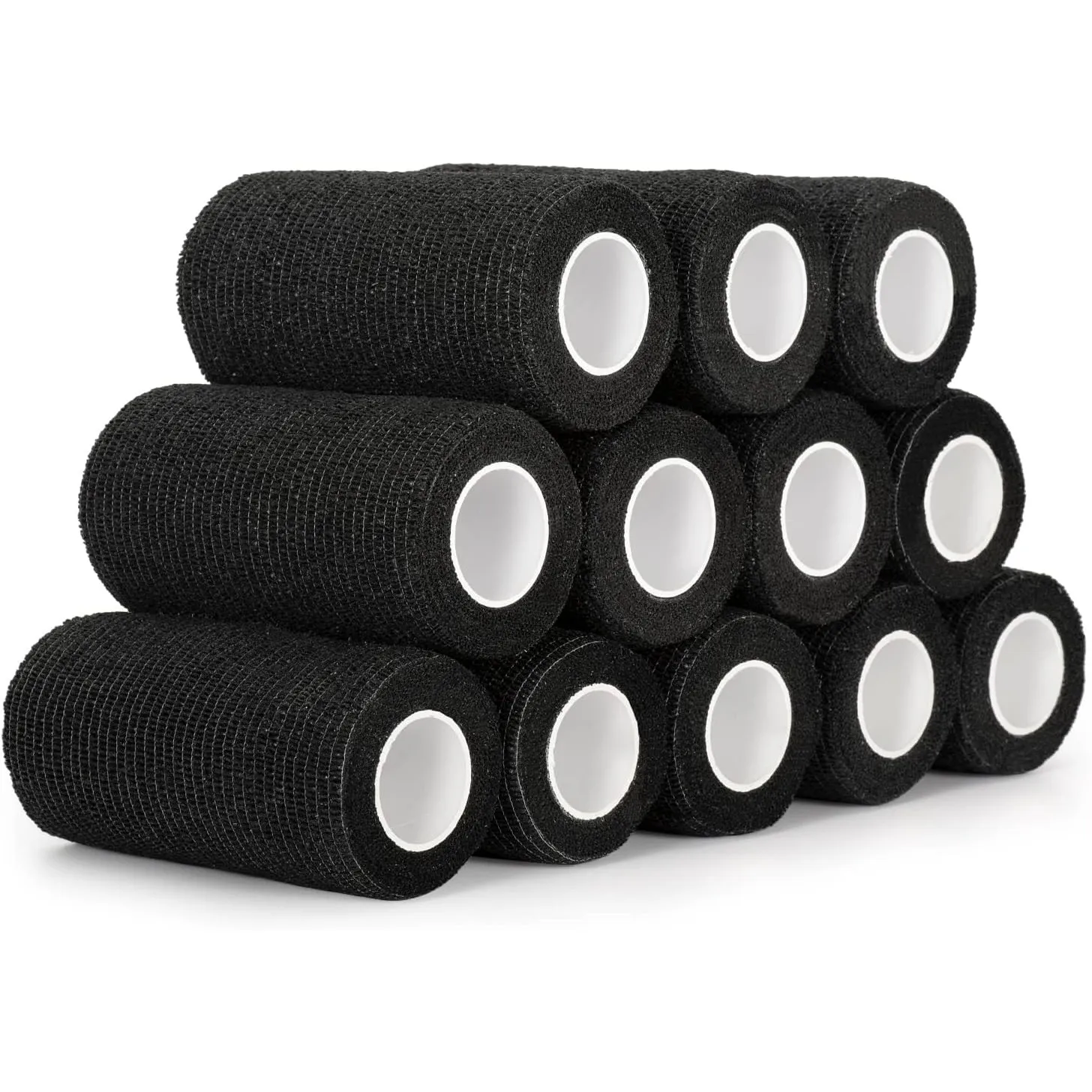 12 Rollen Selbstklebender Verband 10cm Kohäsive Bandage (Schwarz)
