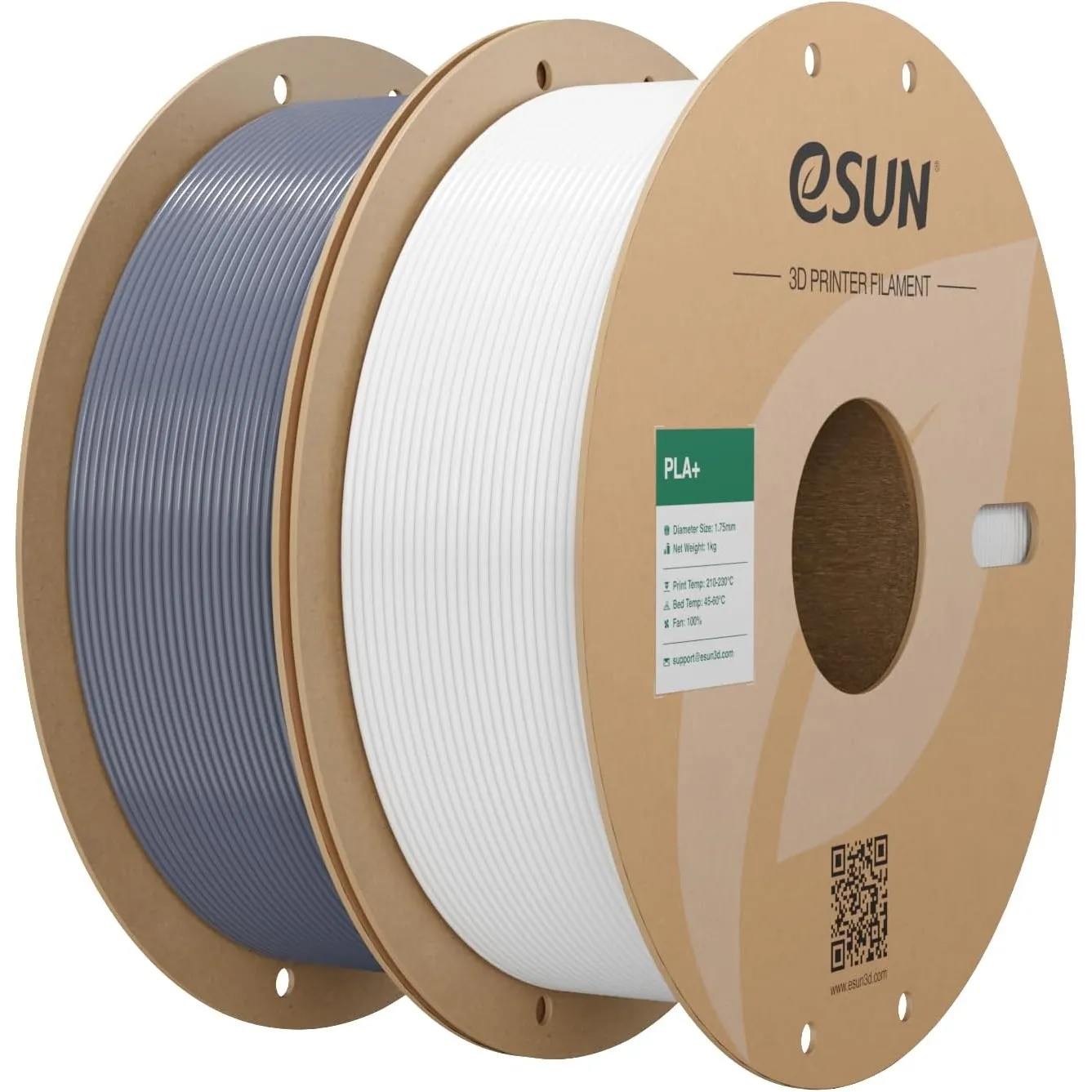 eSUN PLA+ Filament 1.75mm, 3D Drucker Filament PLA Plus, Maßgenauigkeit +/- 0.03mm, 1kg pro Spule, 2 Spulen 3D Druck Fi…