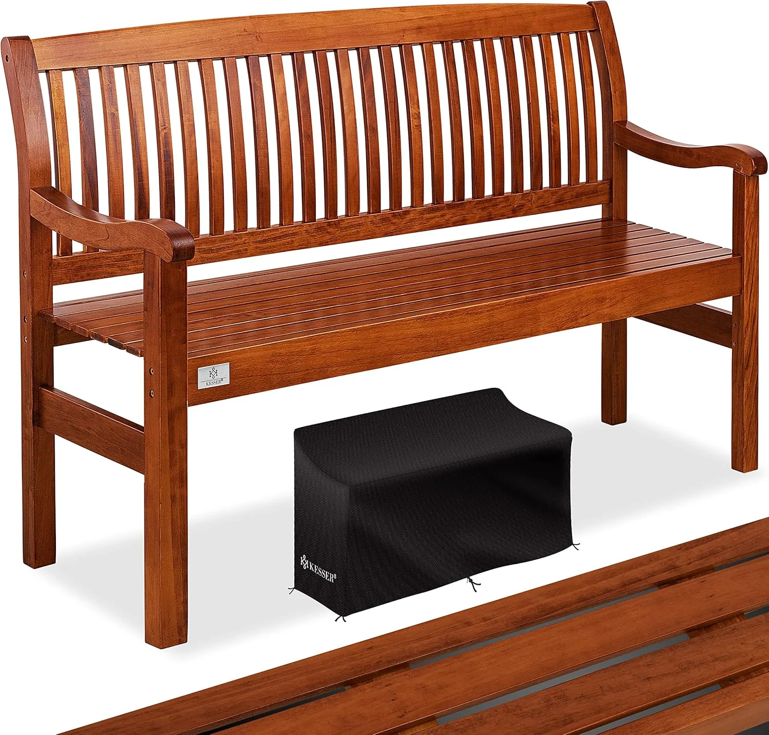 KESSER® Gartenbank Holz wetterfest 150 cm, Holzbank Garten 3-4 Sitzer, Sitzbank Outdoor, Balkonbank aus Massivholz, Par…