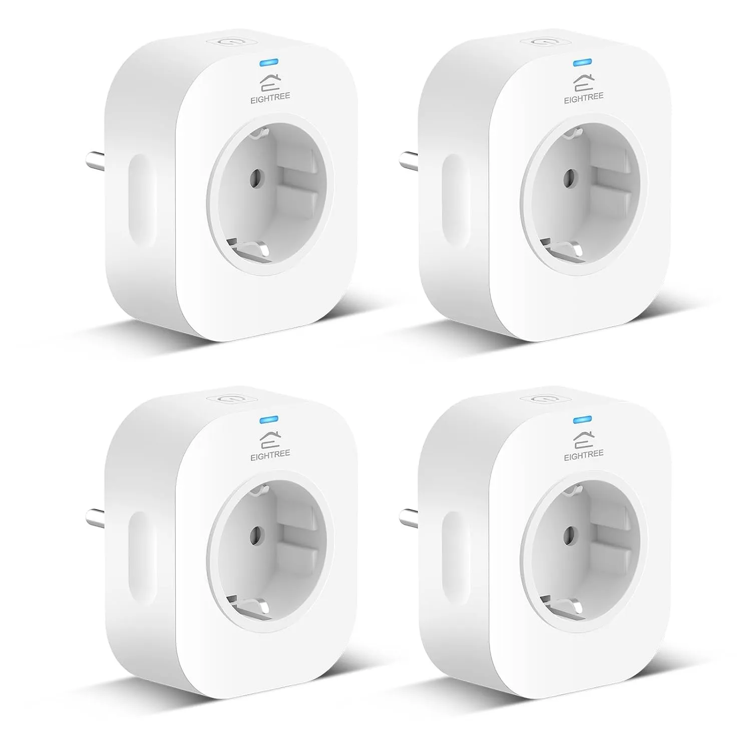 EIGHTREE Smart WLAN Steckdose mit Strommessung 16A, 2,4-GHz-WLAN 4er Pack