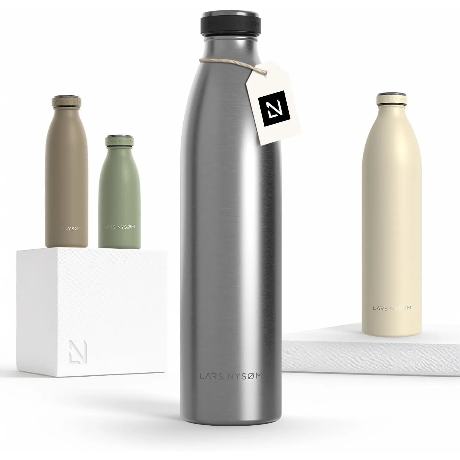 LARS NYSØM Trinkflasche 1l - Trinkflasche Edelstahl - Thermosflasche