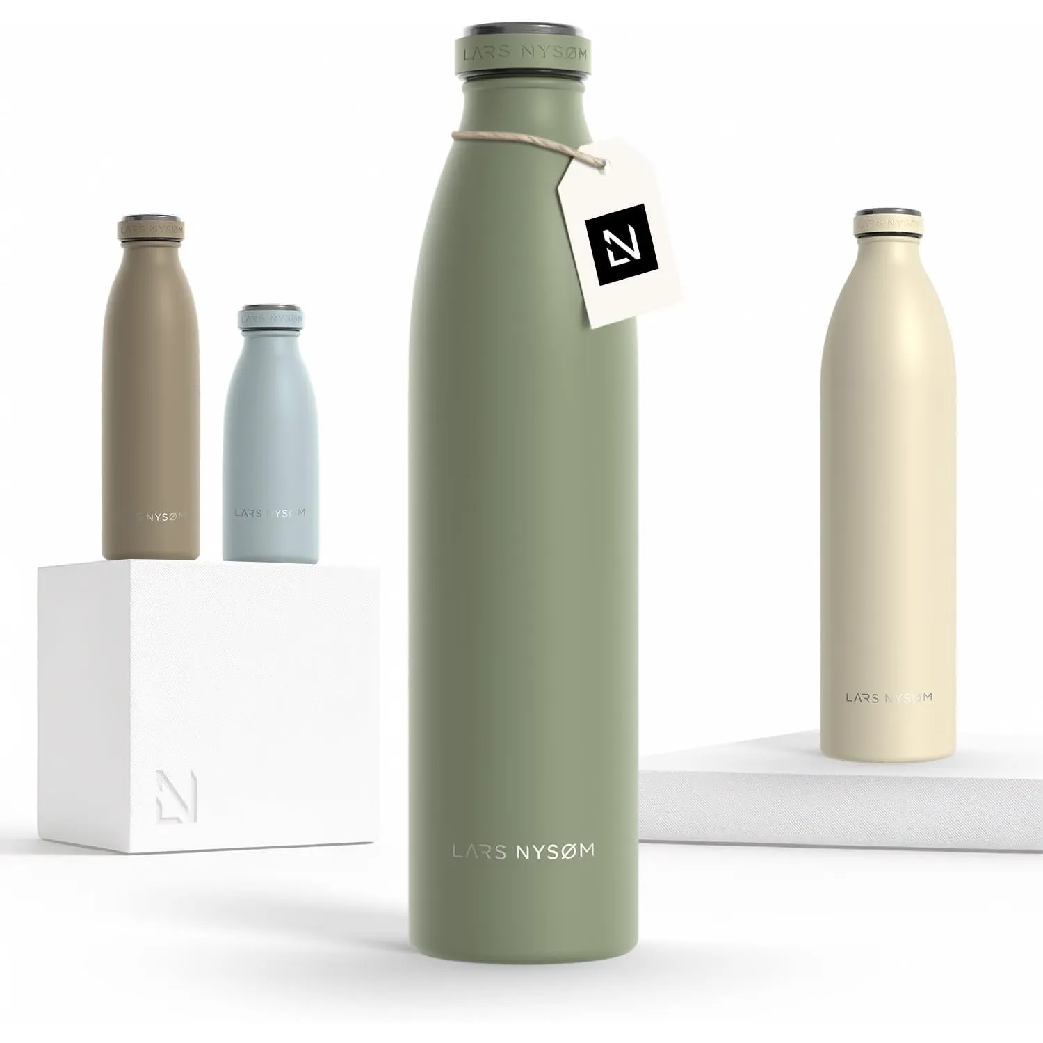 LARS NYSØM Trinkflasche 1l - Trinkflasche Edelstahl - Thermosflasche