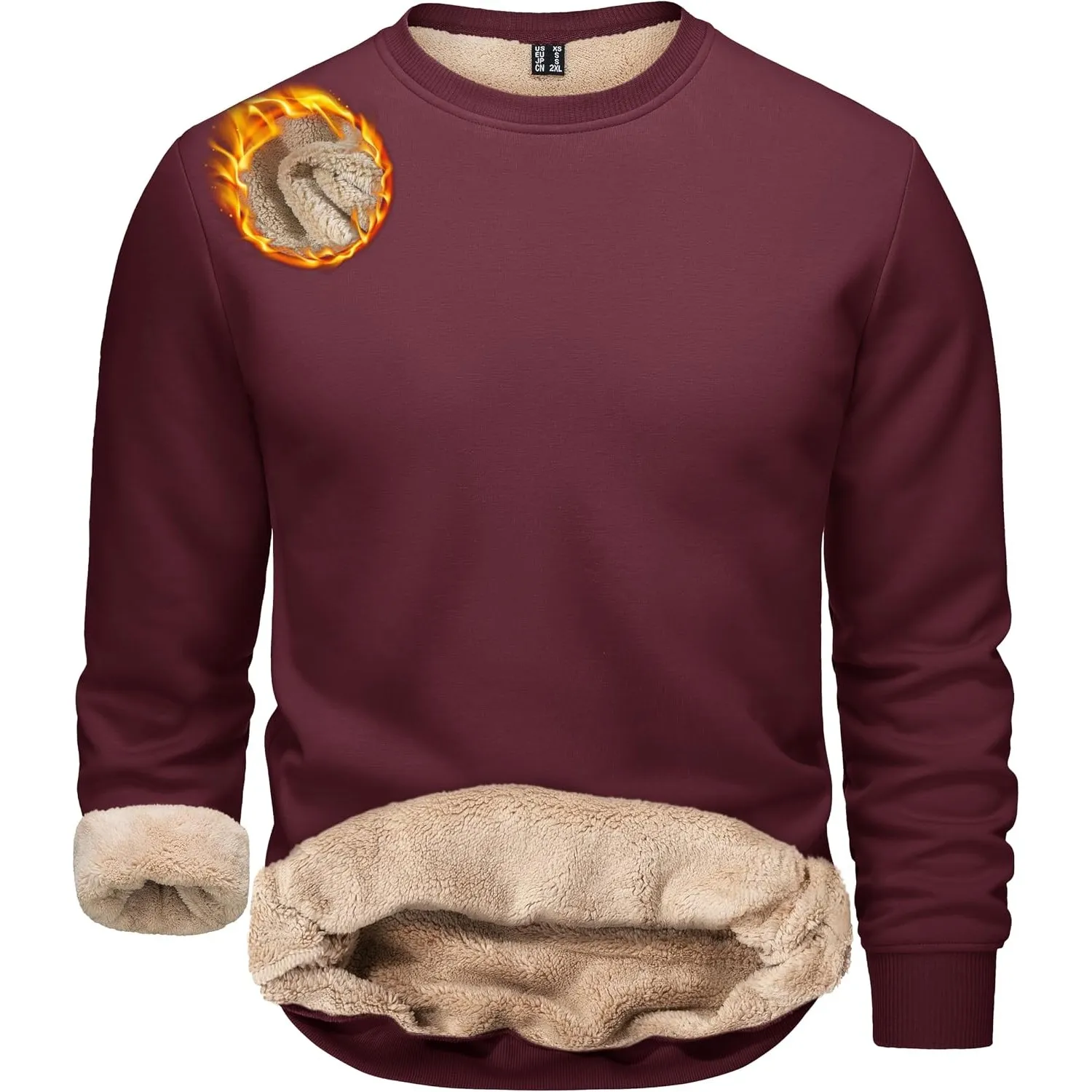 TACVASEN Herren Warme Fleece Pullover Sweatshirts Winter Langarm Shirts mit Fleecefutter