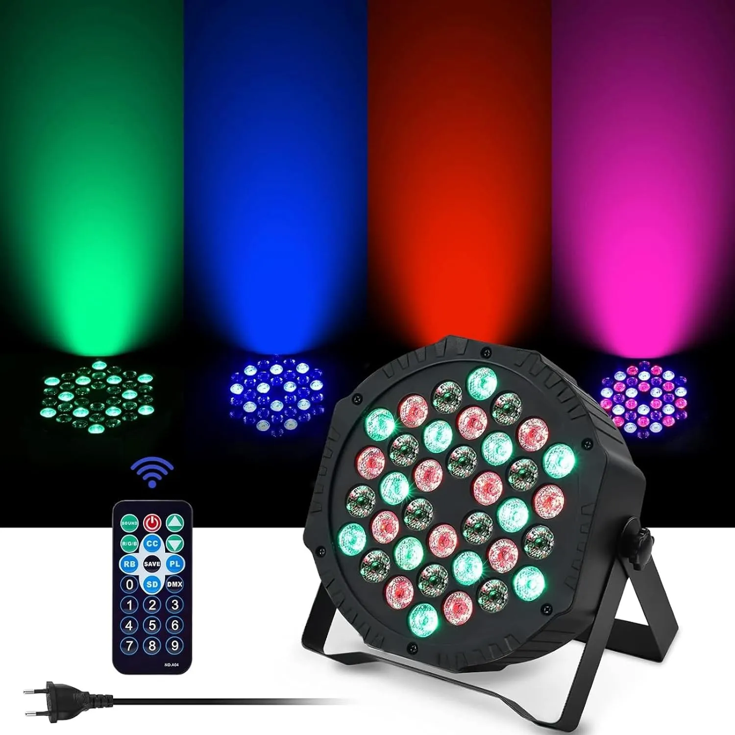 LED Par Strahler 36 LED 72W Discolicht Partylicht RGB DMX512 mit Fernbedienung, Bühnenlicht 7 Lichtmodi DJ licht für Pa…