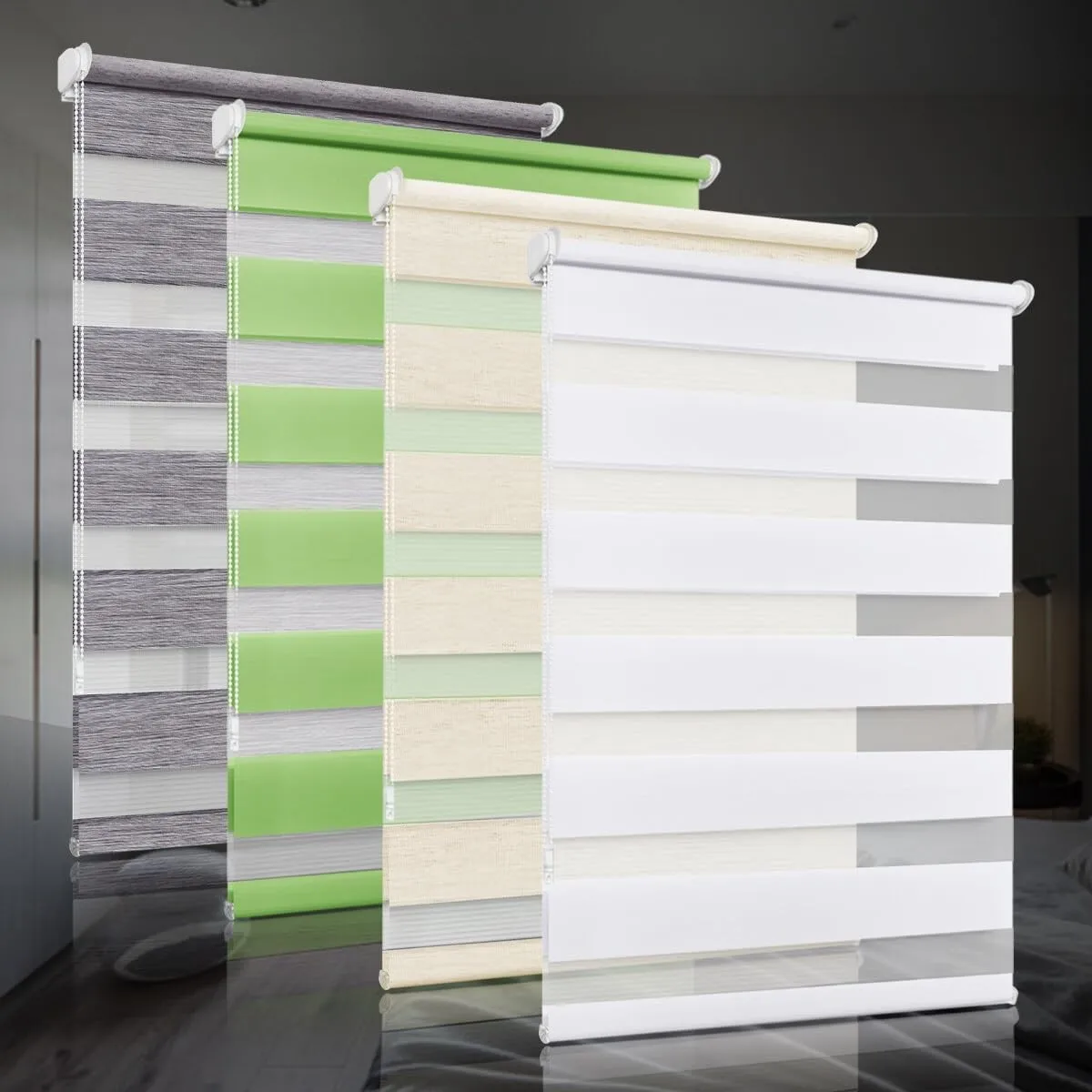 bobodeco Doppelrollo klemmfix ohne Bohren Duo Rollos für Fenster mit Klemmträger, Weiß B90 x H220cm (Stoffbreite 90cm),…