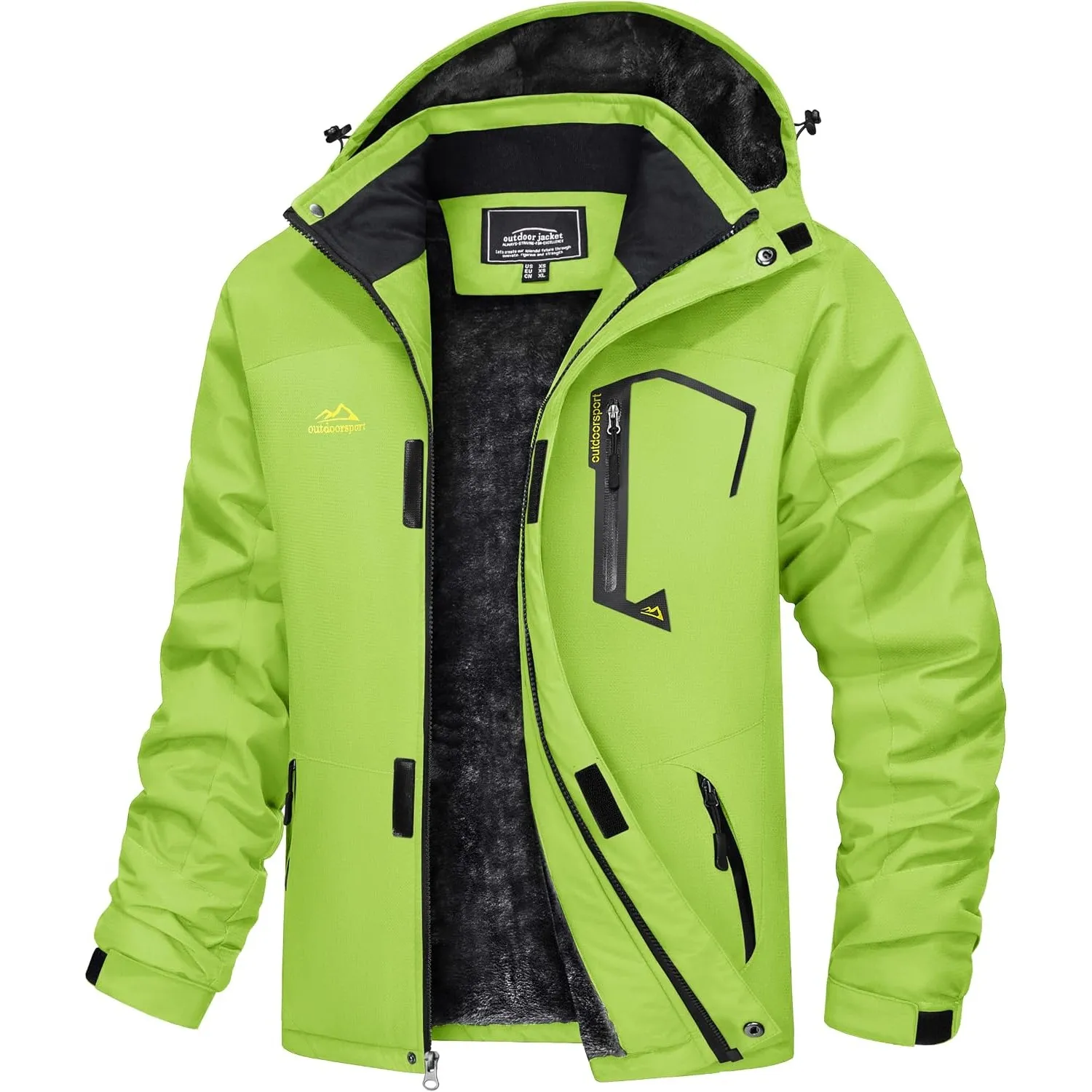 TACVASEN Herren Winter Wasserdichte Winddichte Winterjacke Warme Fleece-Futter Ski Regenmantel mit Kapuze