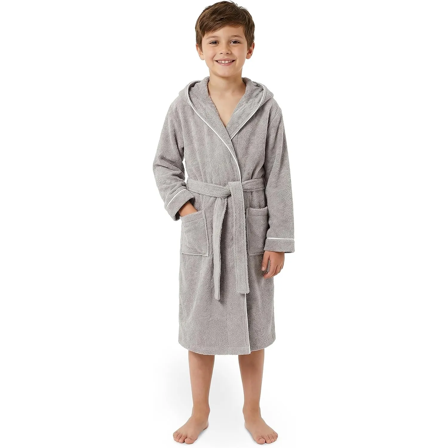 LAYNENBURG Premium Bademantel Kinder & Teenager mit Kapuze - 100% Baumwolle - OEKO TEX Standard 100 - flauschiges Frott…