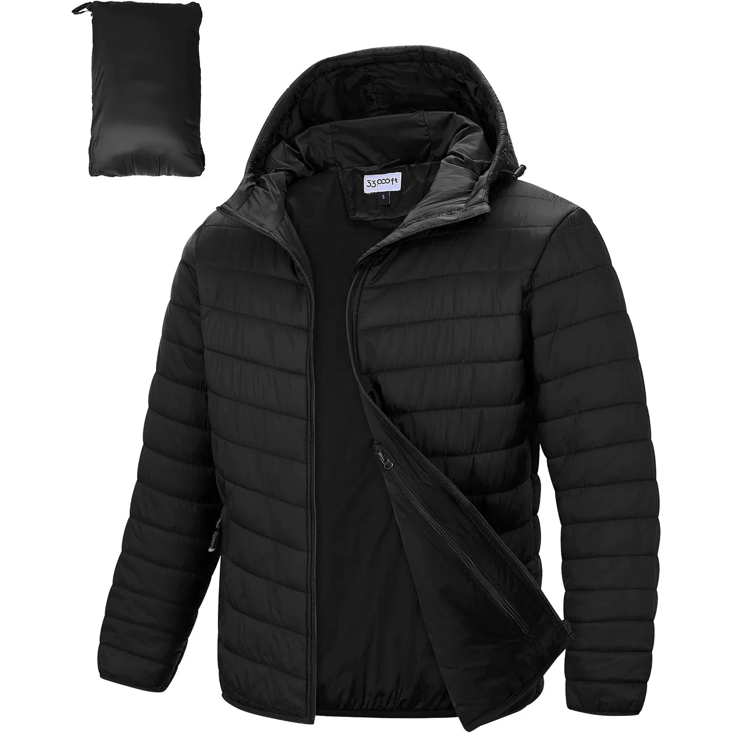 33,000ft Herren Steppjacke Wasserdichte Puffer Jacke Leichte Übergangsjacke