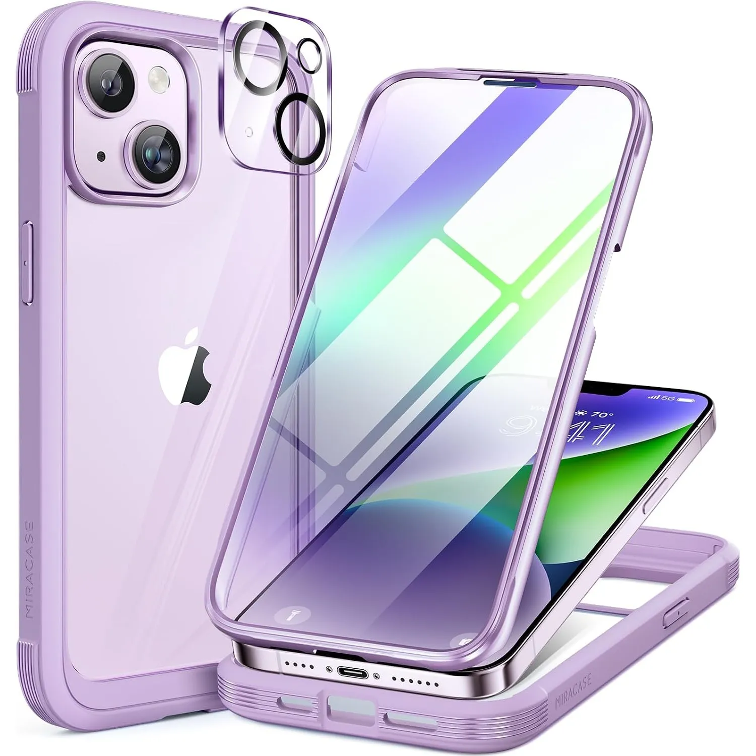 Miracase 360 Grad Hülle für iPhone 13/ iPhone 14 (6.1 Zoll), Ganzkörper Schutzhülle mit eingebauter Glas Displayschutzf…