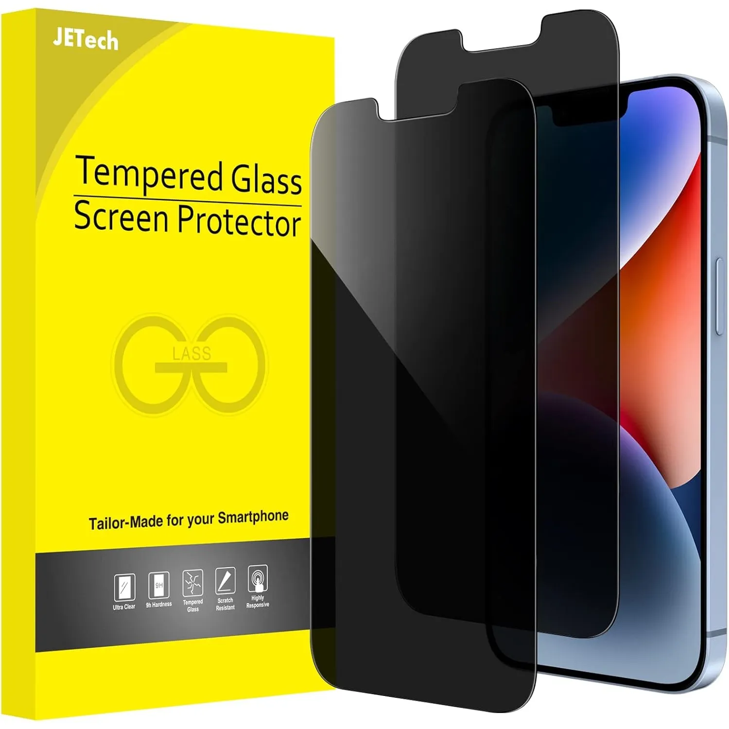 JETech Sichtschutz Schutzfolie für iPhone 14, 2 Stück