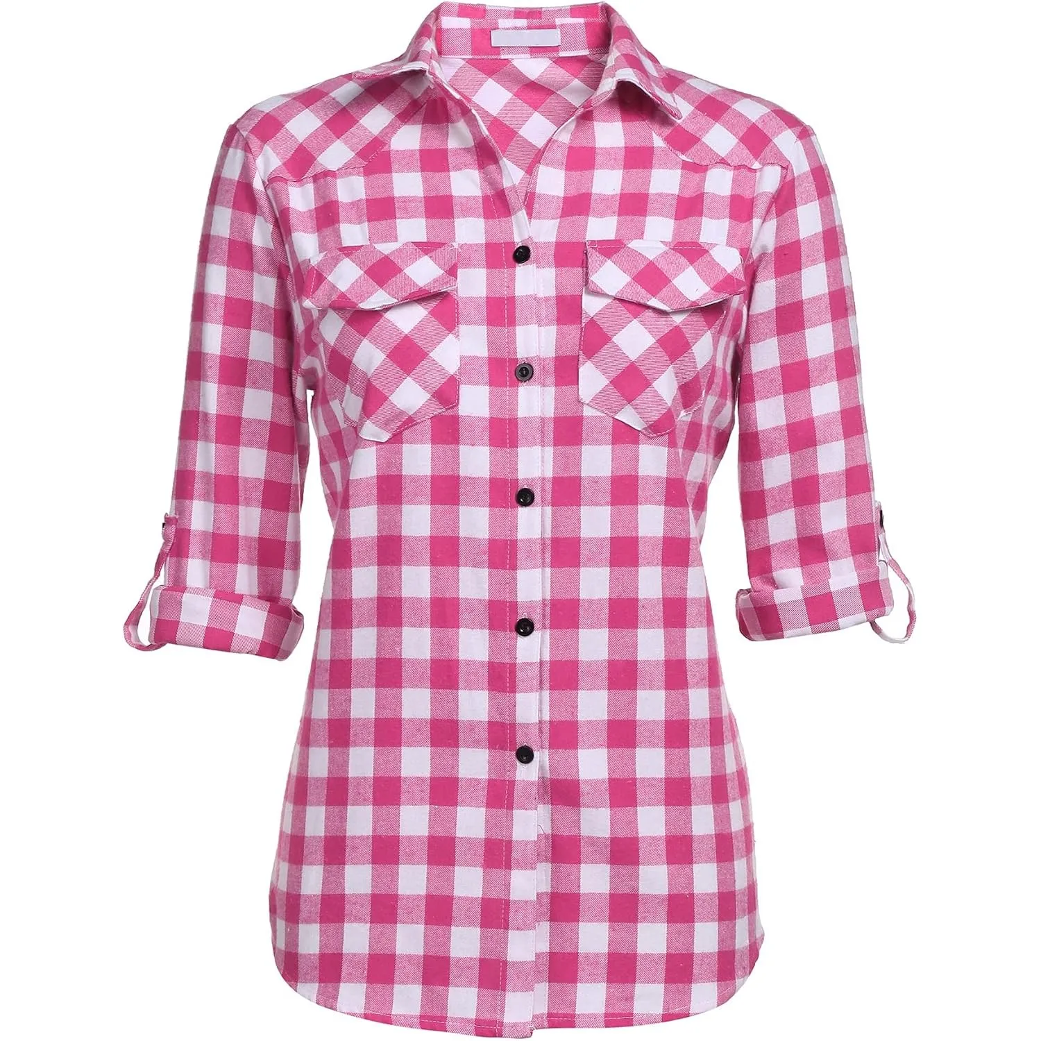 UNibelle Trachtenbluse Damen Oktoberfest Bluse Langarm Kariert Trachtenhemd