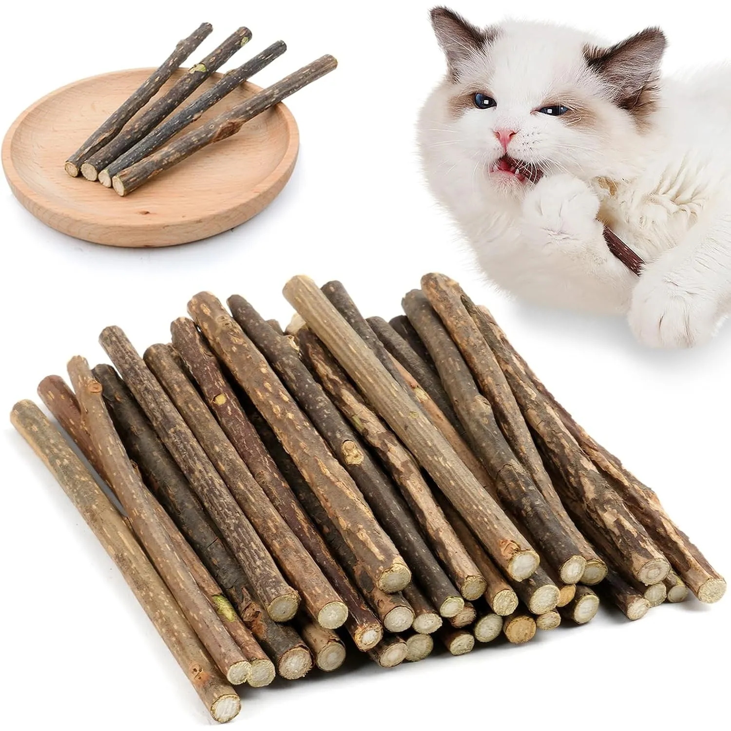 OSDUE 32 Stück Katzenminze Sticks, Matatabi-Kausticks, Katzenminze Spielzeug Katzen Kauhölzer Sticks für Katzen Zahnpfl…