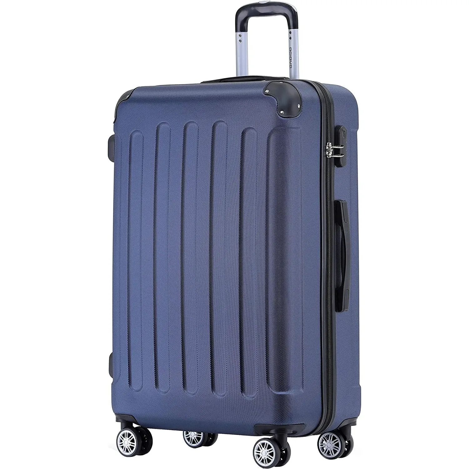 BEIBYE Zwillingsrollen Hardcase Reisekoffer Koffer Trolleys Hartschale in XL-L-M in 14 Farben (Dunkelblau, Großer Koffe…