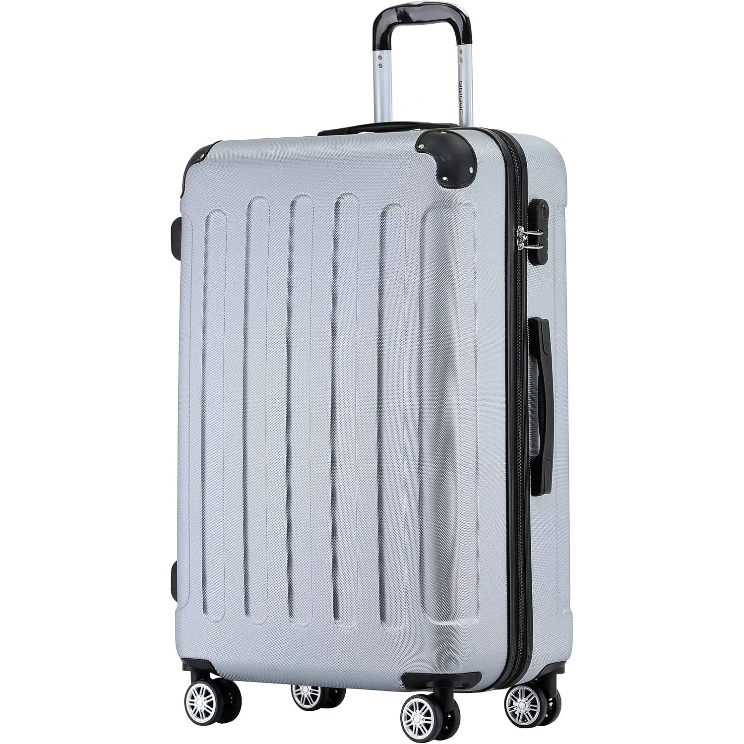 BEIBYE Zwillingsrollen Hardcase Reisekoffer Koffer Trolleys Hartschale in XL-L-M in 14 Farben (Silber, Großer Koffer (7…