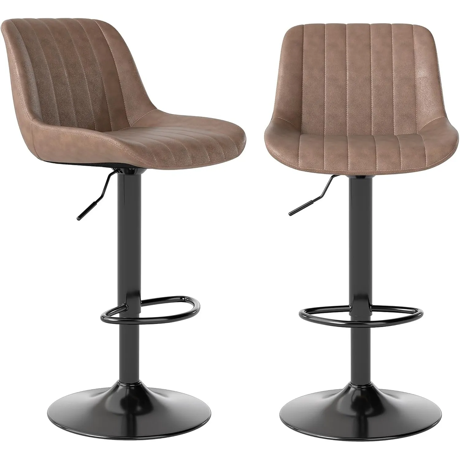 Youhauchair Barhocker 2er Set, Drehbare Barhocker mit Lehne, Braun