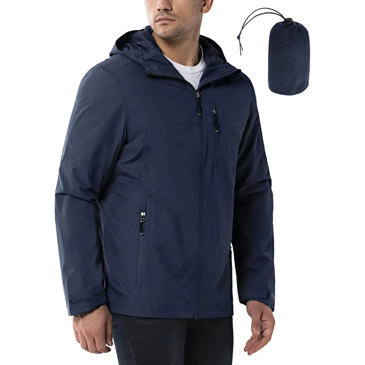 33,000ft Regenjacke Herren Wasserdicht Outdoorjacke Leichte Freizeitjacke Packbare Windjacke Fahrrad Regenmantel mit Ka…