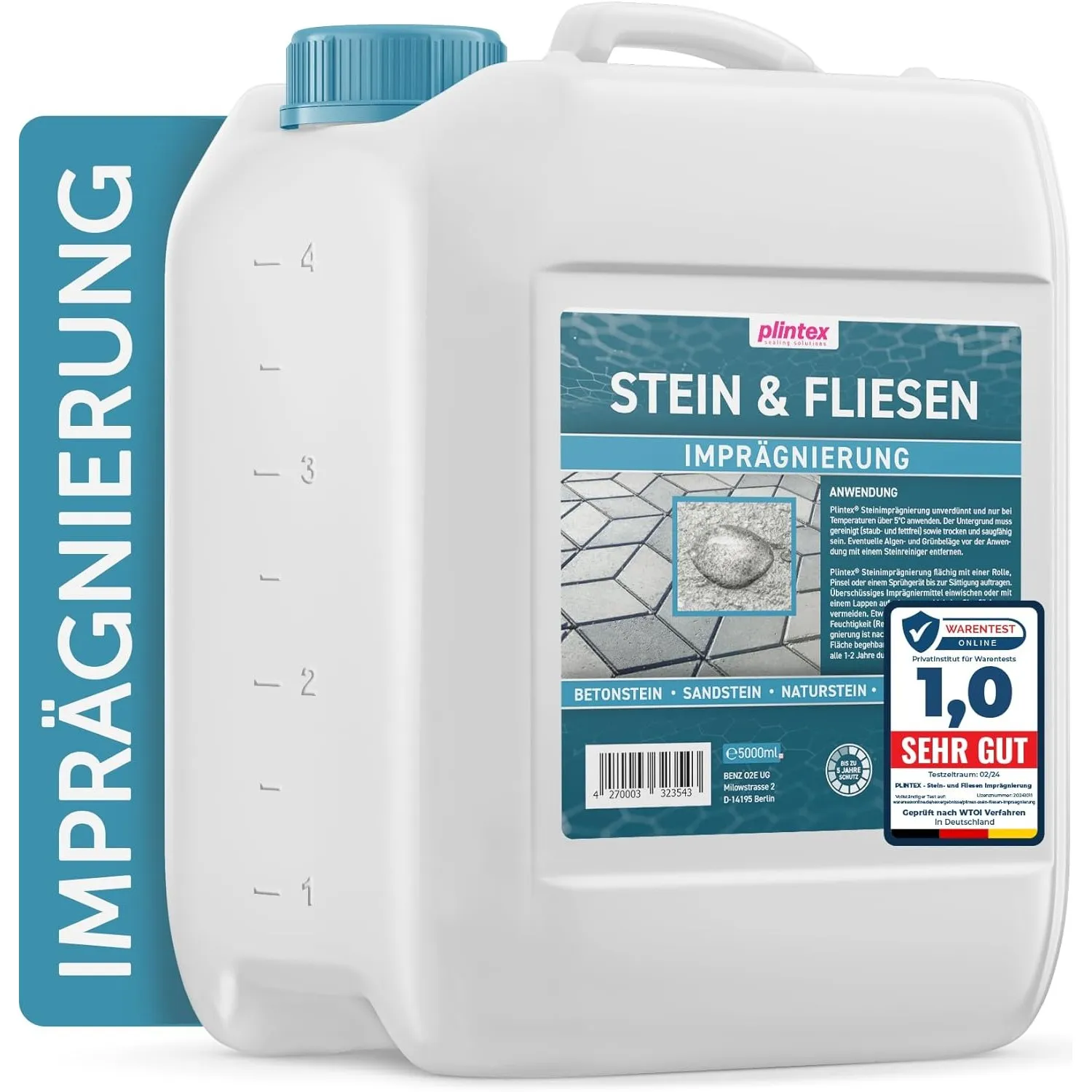 PLINTEX® Steinimprägnierung Außen & Innen 5 L für ca 40-60m²