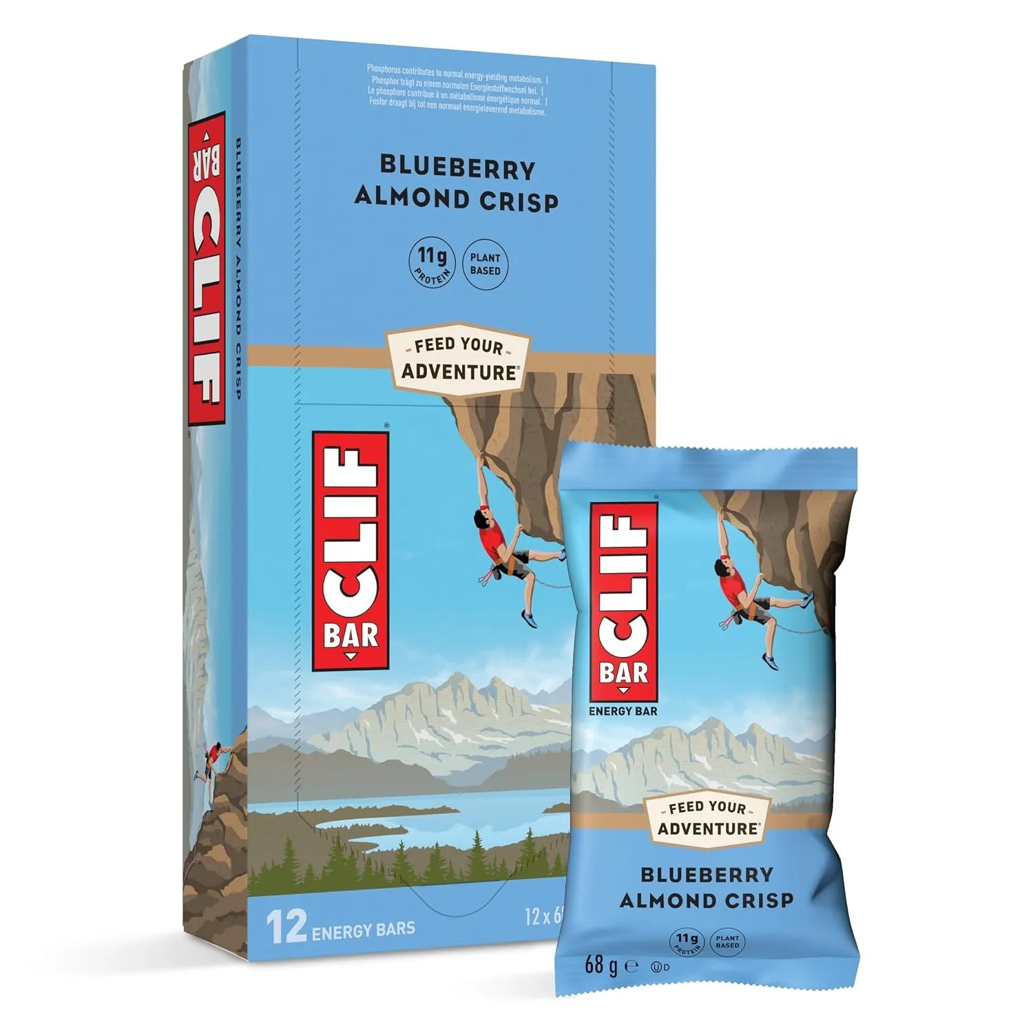 CLIF BAR | Energieriegel | mit 11g pflanzlichem Eiweiß | Blueberry Almond Crisp | Energy Bar | Pflanzlicher Proteinrieg…