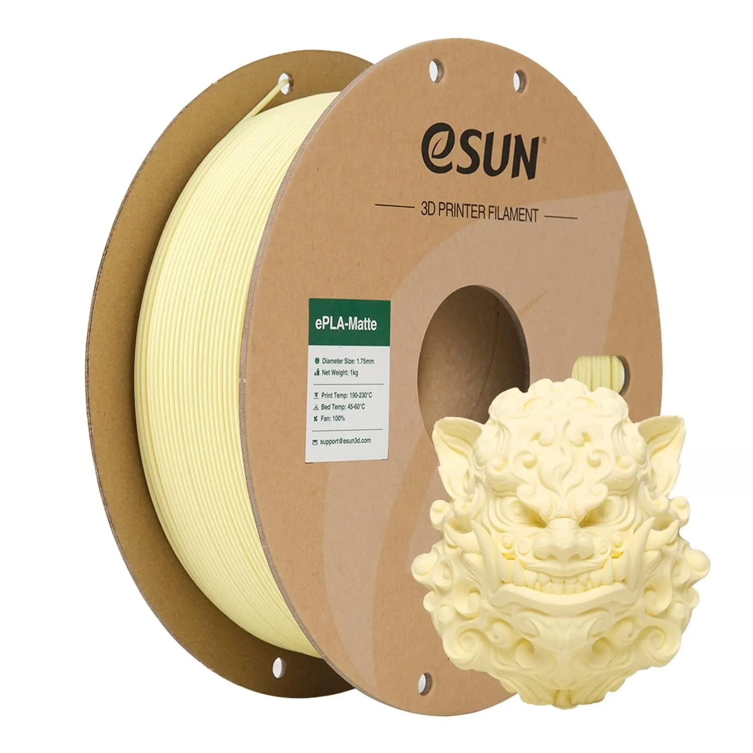 eSUN Upgraded Matte PLA Filament 1.75mm, Mandel Gelb,1KG