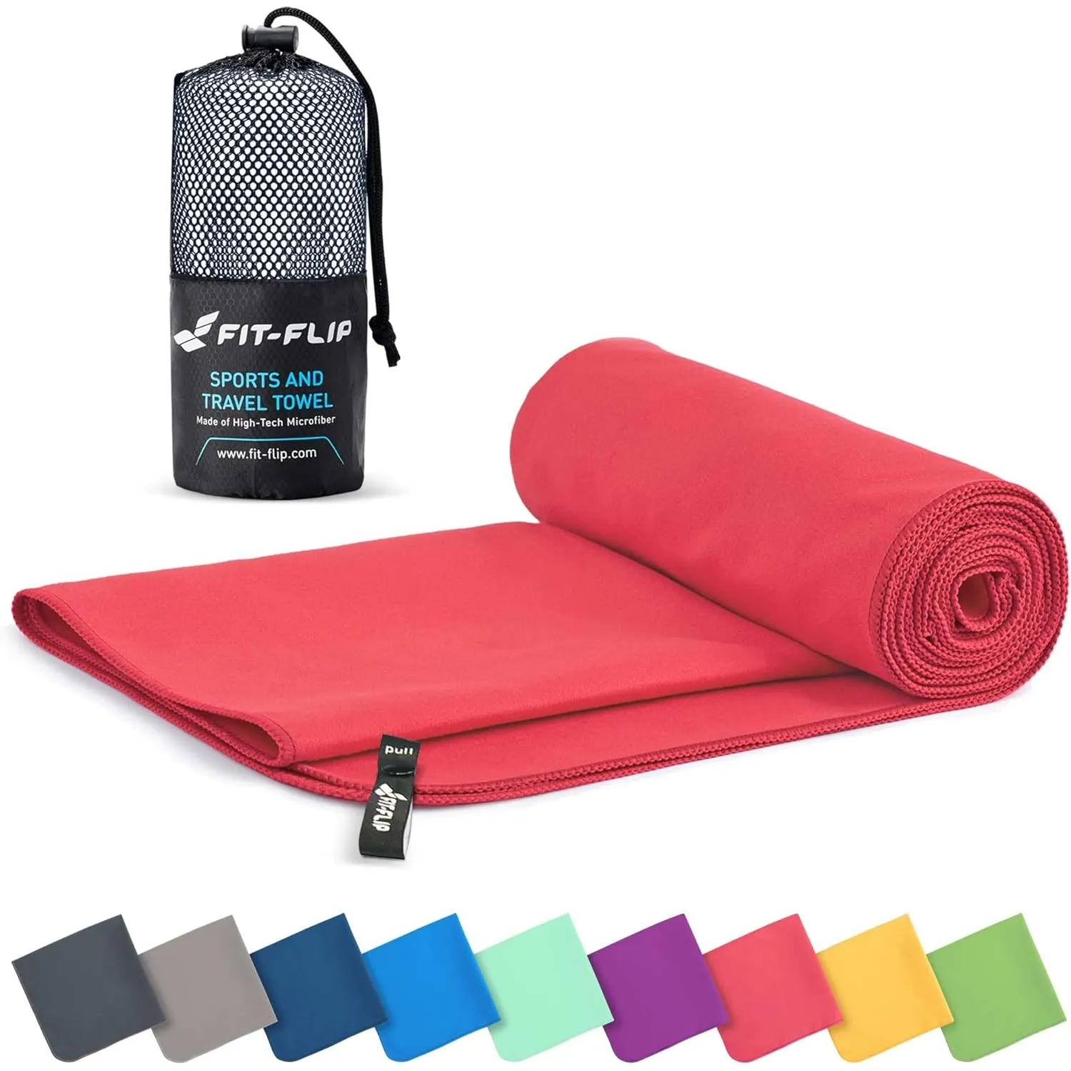 Fit-Flip Mikrofaser Handtuch - kompakte Microfaser Handtücher - ideal als Sporthandtuch, Reisehandtuch, Strandtuch - sc…